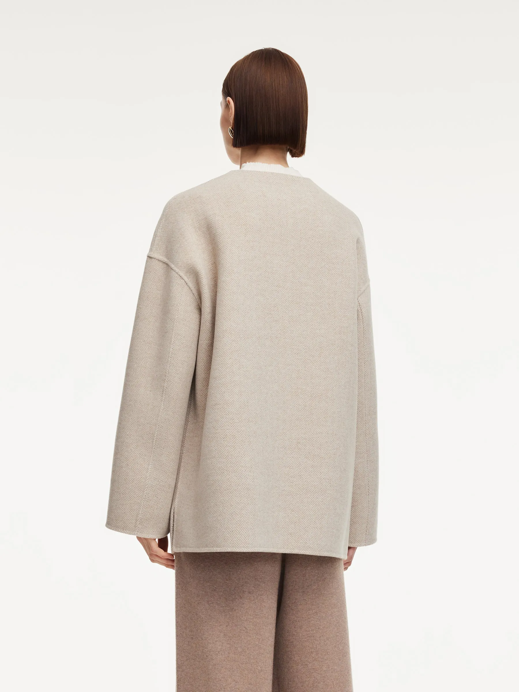 Cashmere Wool Blend Women Coat With Fringe Scarf sold by Goelia product image thumbnail 2