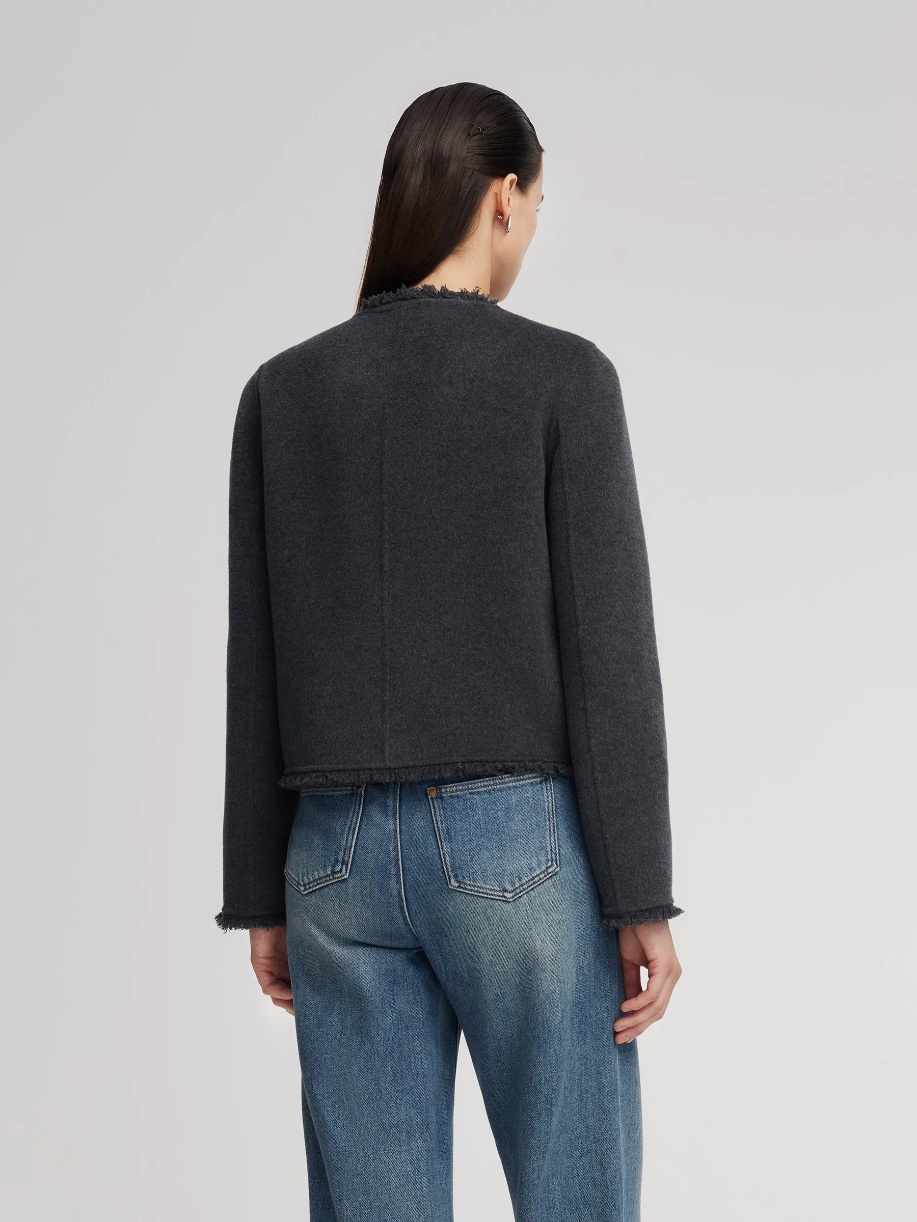 100% Wool Frayed Edge Women Jacket sold by Goelia product image thumbnail 5