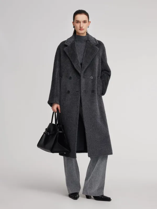 Brushed Alpaca Wool Blend Unisex Overcoat sold by Goelia
