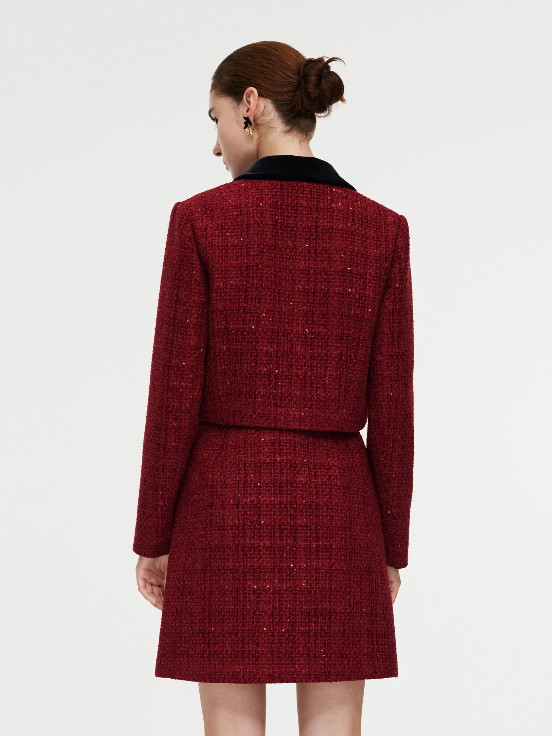 Wool Blend Tweed Sequins Jacket And Patchwork Mini Dress Two-Piece Set sold by Goelia product image thumbnail 3