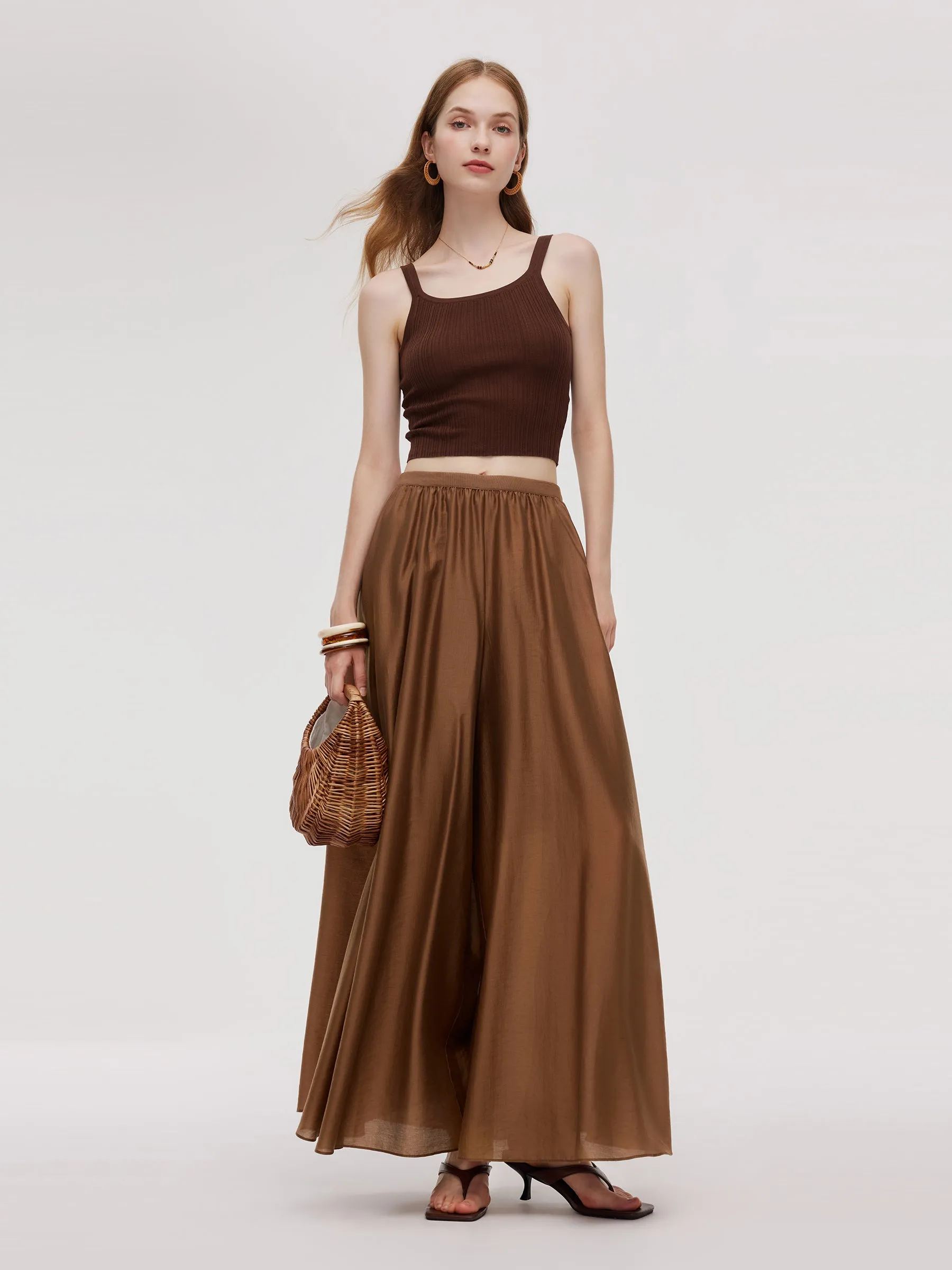 Tencel Blend Elastic Waist Women Culottes sold by Goelia product image thumbnail 2
