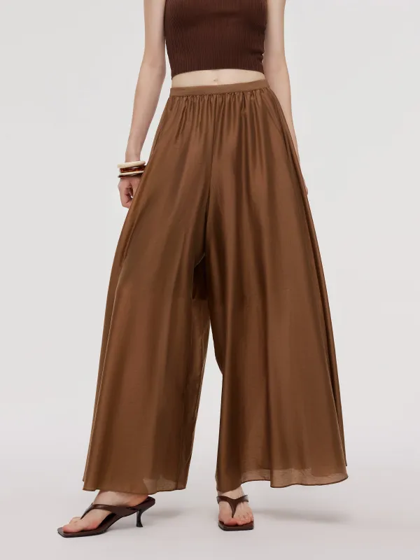 Tencel Blend Elastic Waist Women Culottes sold by Goelia