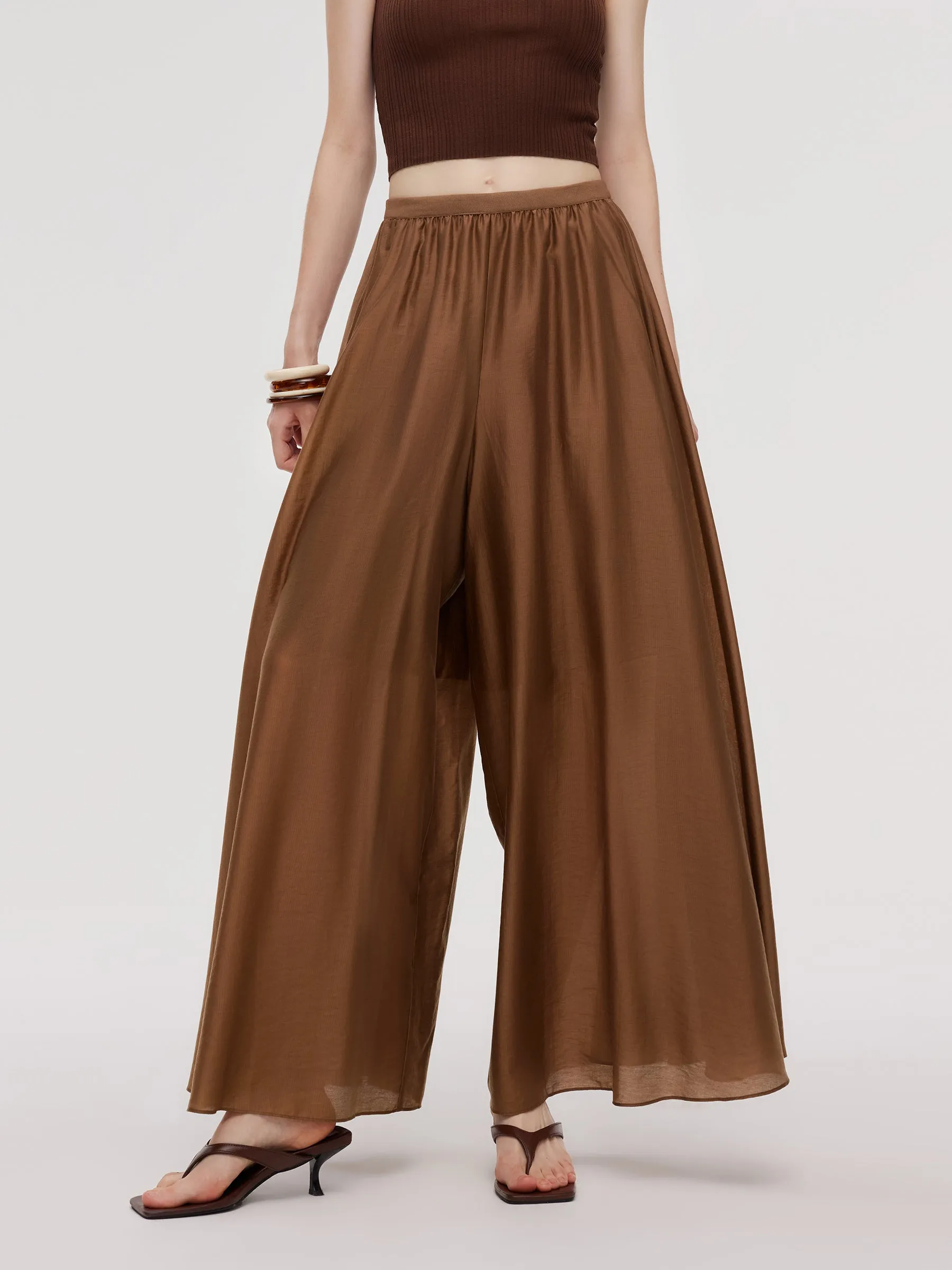 Tencel Blend Elastic Waist Women Culottes sold by Goelia