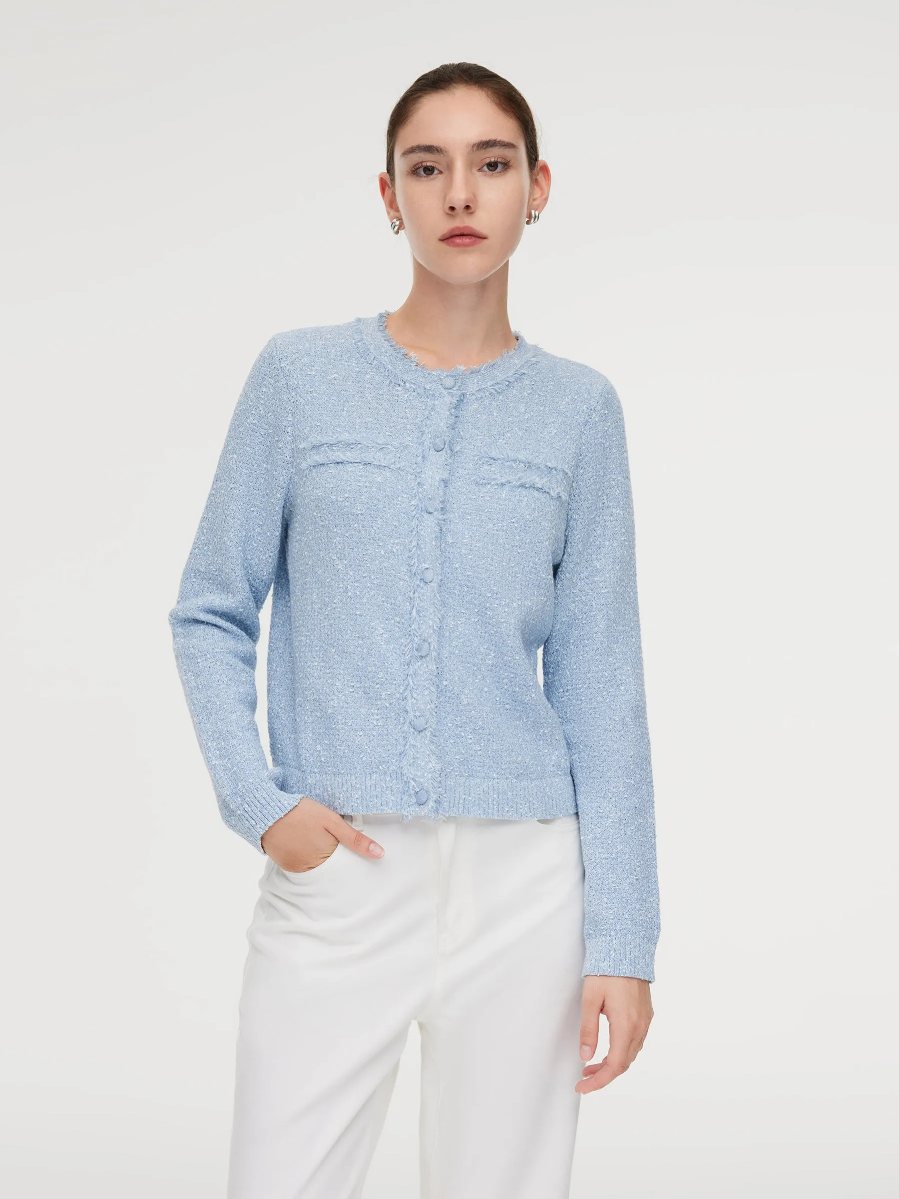 Frayed Edge Women Knit Cardigan sold by Goelia