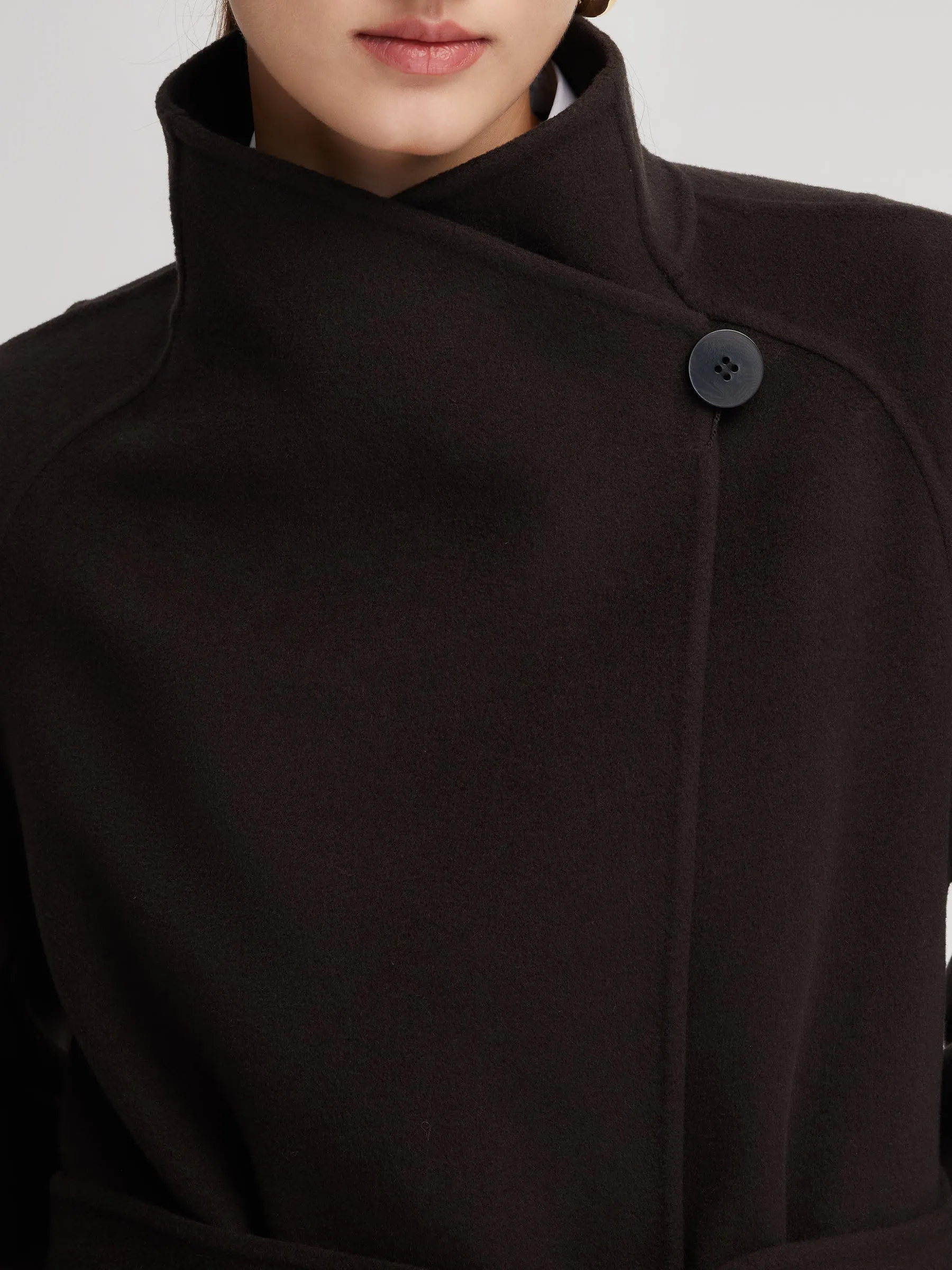 Cashmere Wool Blend Convertible Collar Women Wrap Coat sold by Goelia product image thumbnail 5