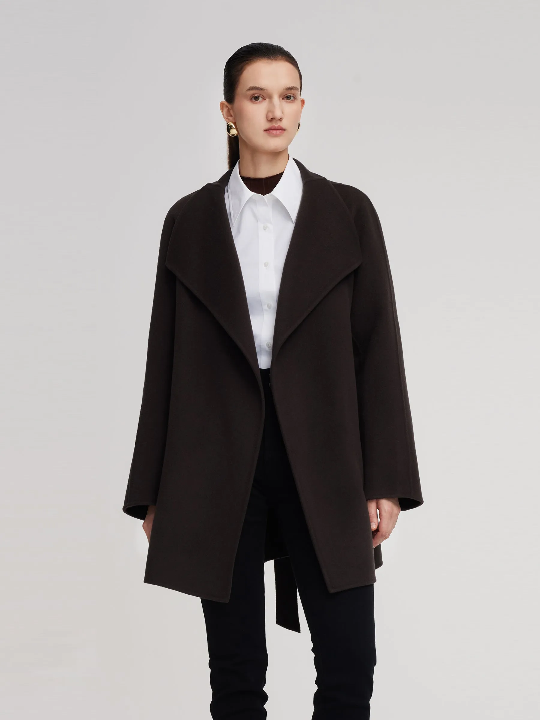 Cashmere Wool Blend Convertible Collar Women Wrap Coat sold by Goelia product image thumbnail 2