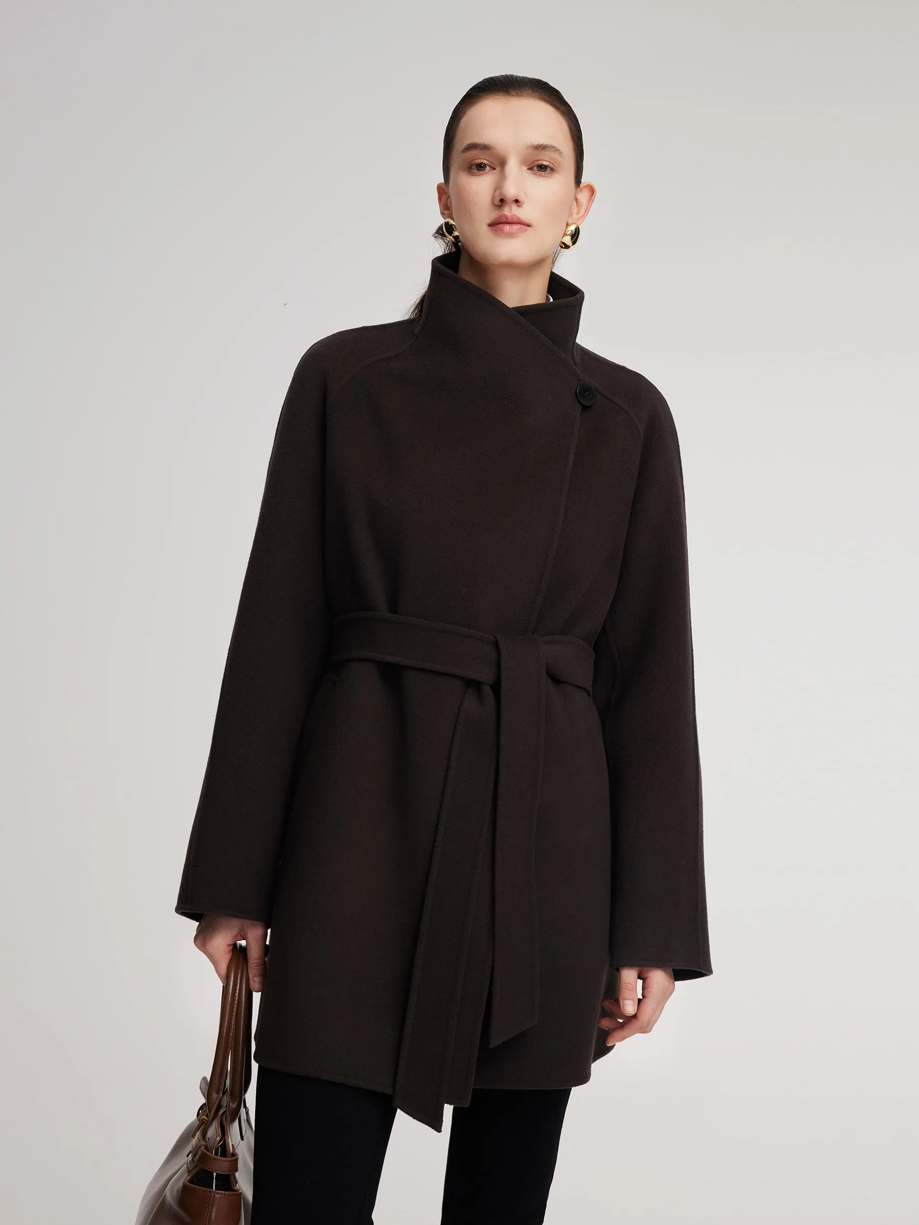 Cashmere Wool Blend Convertible Collar Women Wrap Coat sold by Goelia