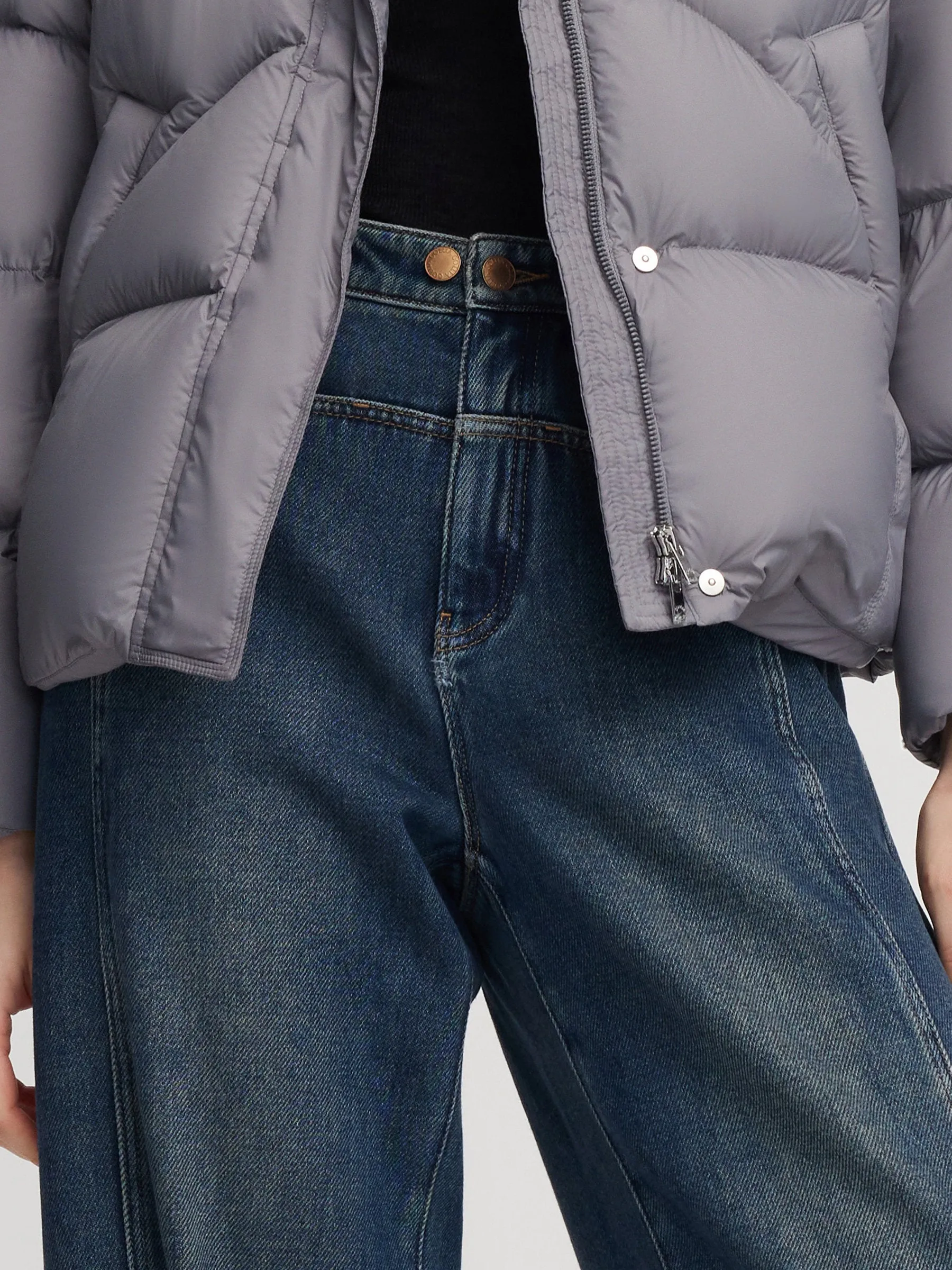 100% Cotton Brushed Denim Straight Wide Leg Women Jeans sold by Goelia product image thumbnail 5