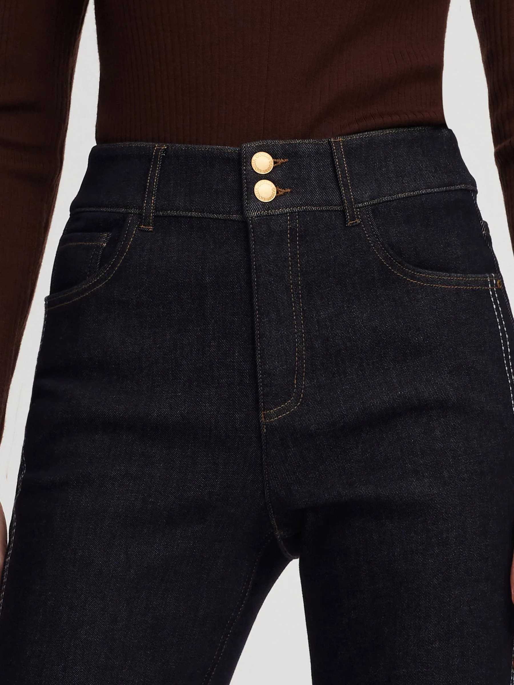 Denim High-Waisted Fleece Lined Women Folded Jeans sold by Goelia product image thumbnail 5