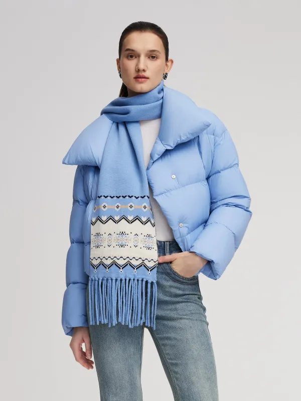 Wool Blend Fair Isle Fringe Scarf sold by Goelia