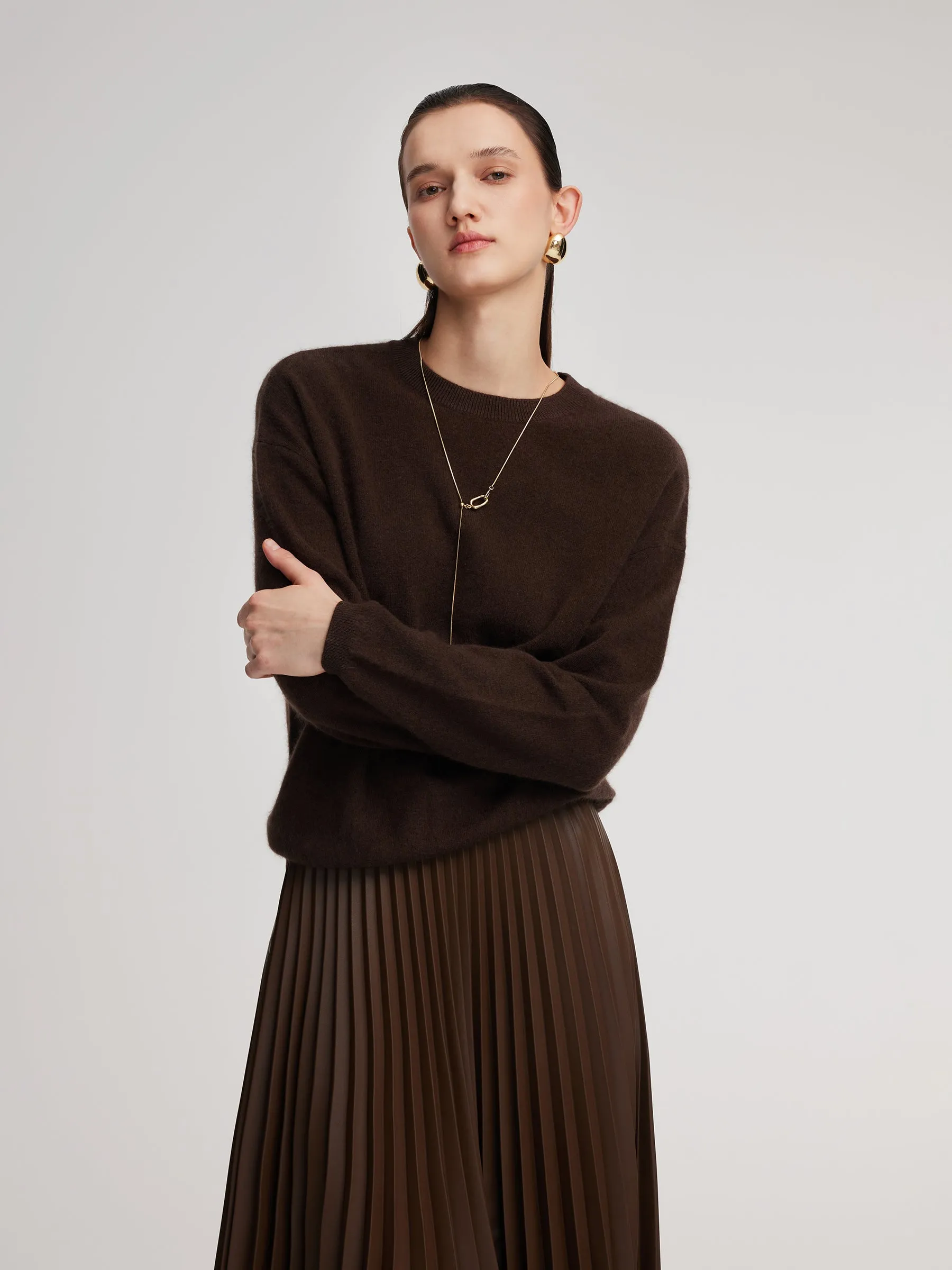 100% Brushed Wool Crew Neck Women Sweater sold by Goelia product image thumbnail 2