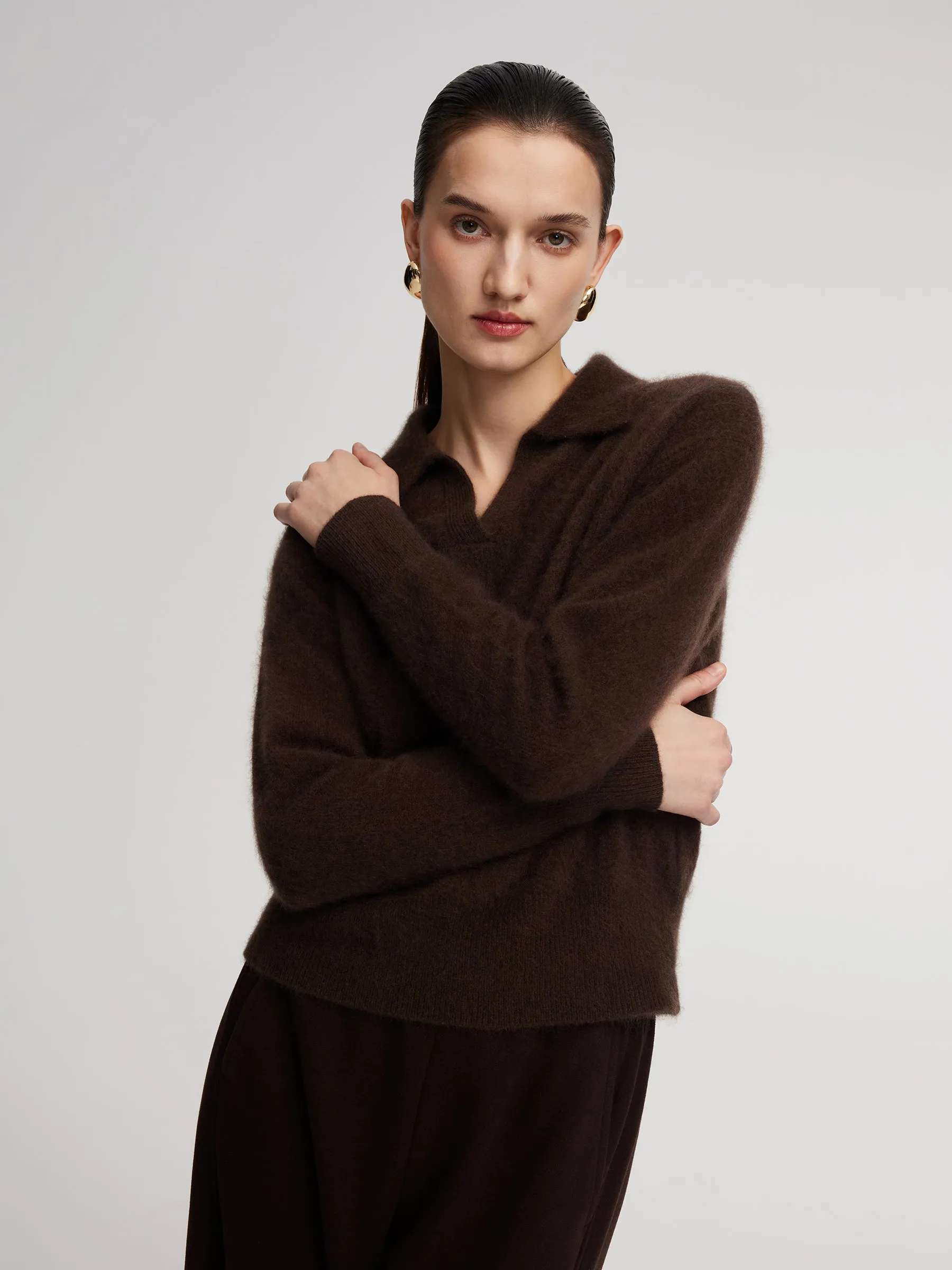 100% Brushed Wool Johnny-Collar Women Sweater sold by Goelia product image thumbnail 2