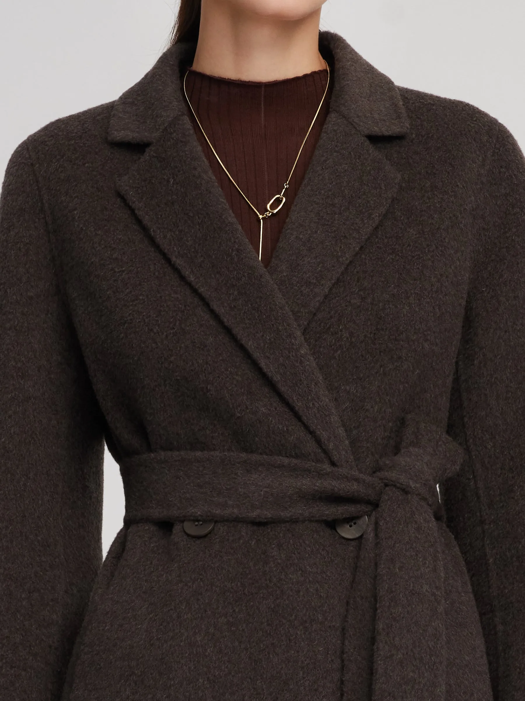 Camel Hair Wool Blend Women Wrap Overcoat sold by Goelia product image thumbnail 5