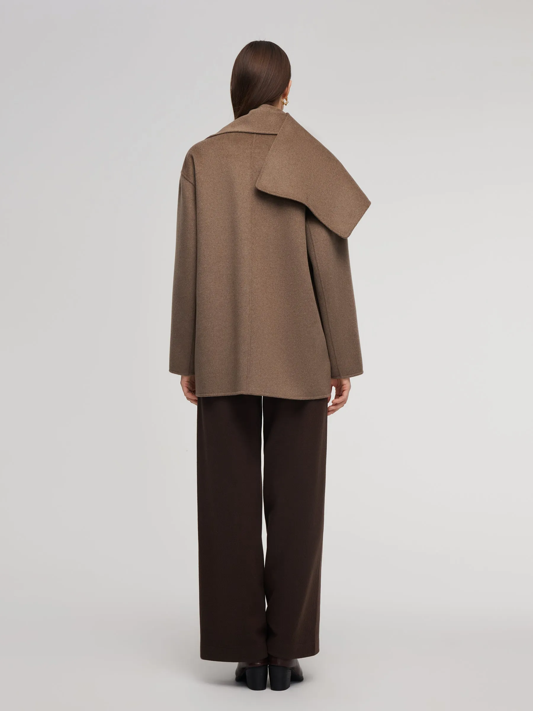 Cashmere Wool Blend Double-Faced Scarf Collar Women Coat sold by Goelia product image thumbnail 3