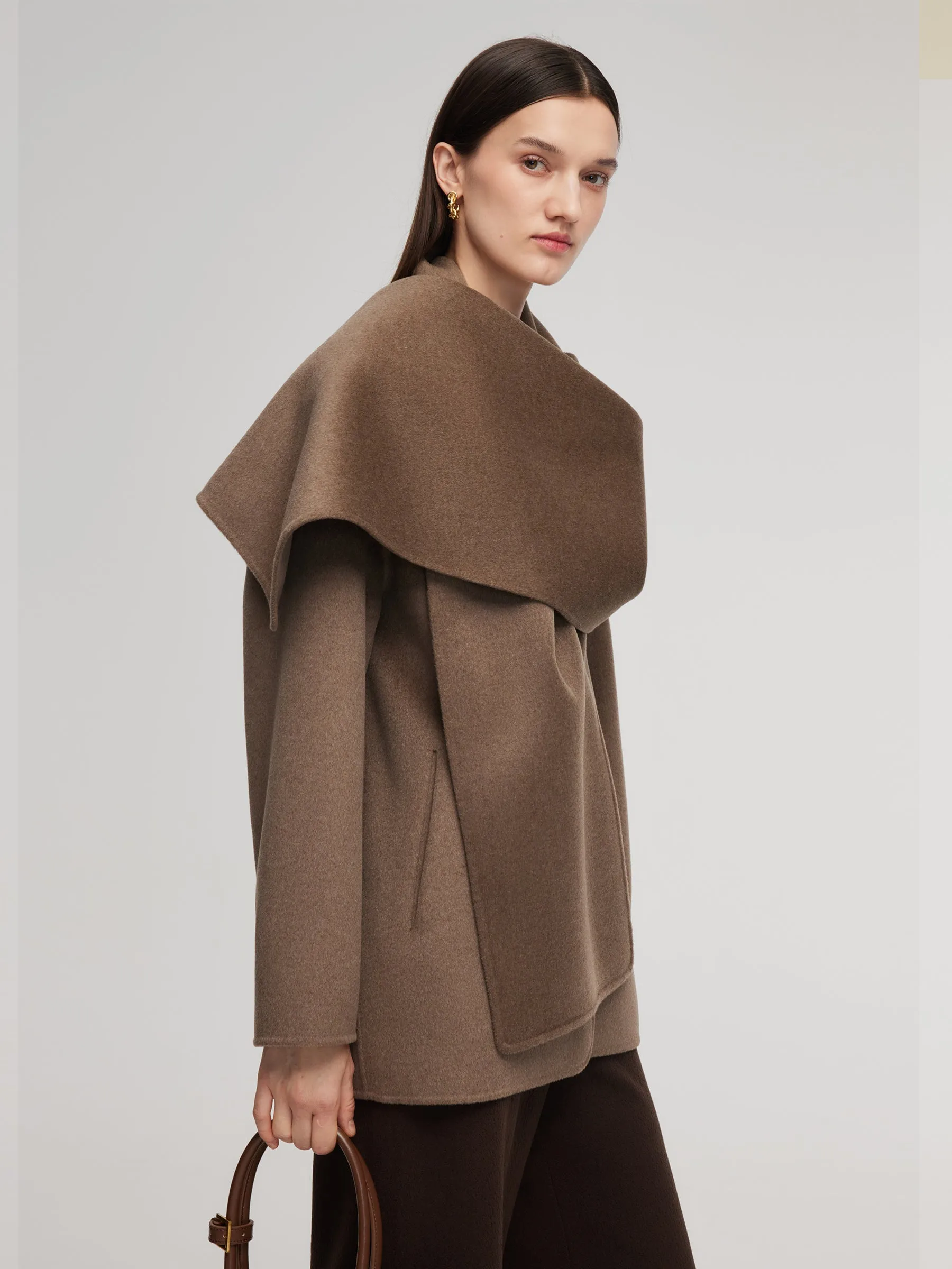 Cashmere Wool Blend Double-Faced Scarf Collar Women Coat sold by Goelia product image thumbnail 5