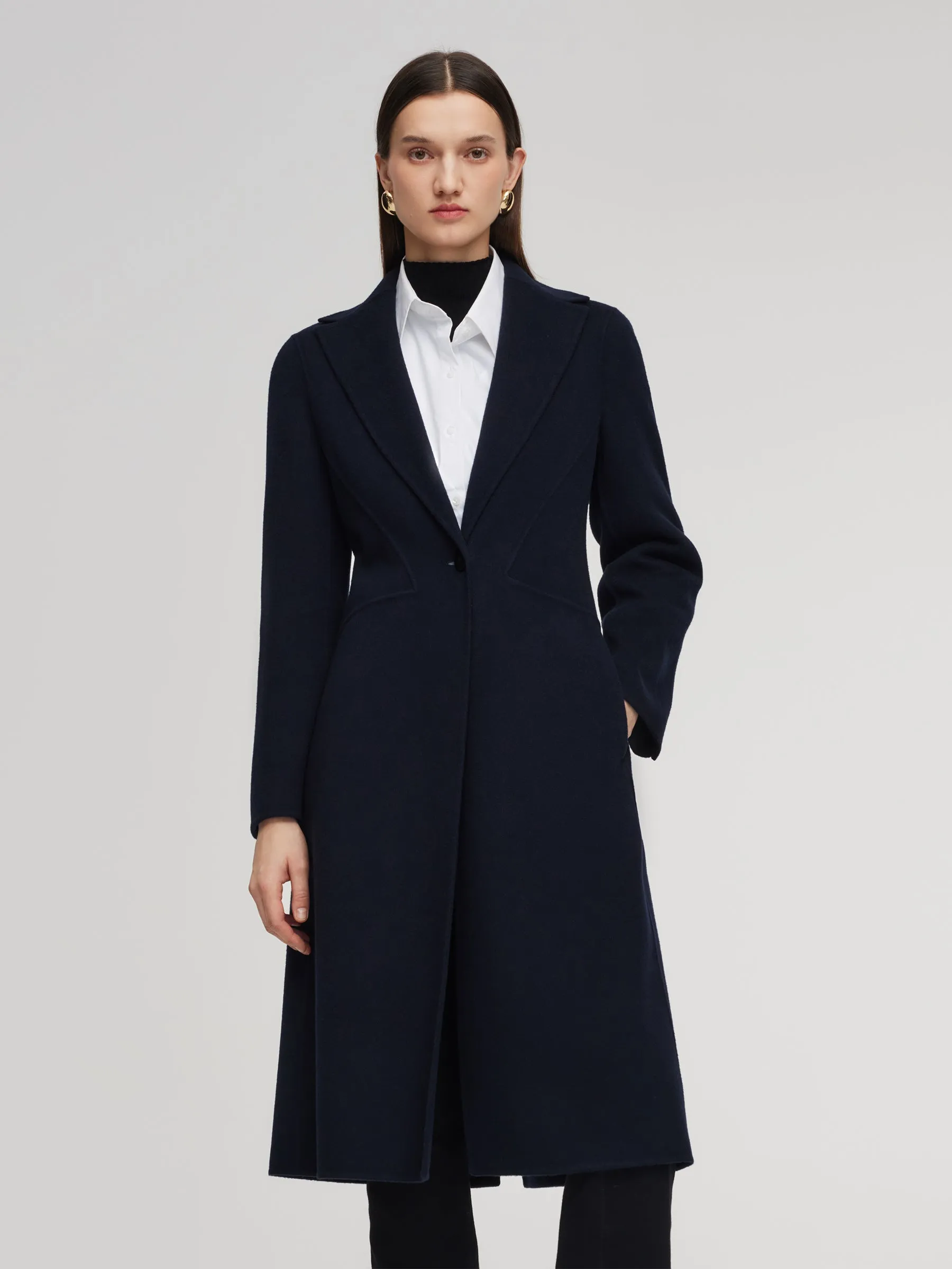 100% Wool Double-Faced Gathered Waist Women Overcoat sold by Goelia product image thumbnail 5