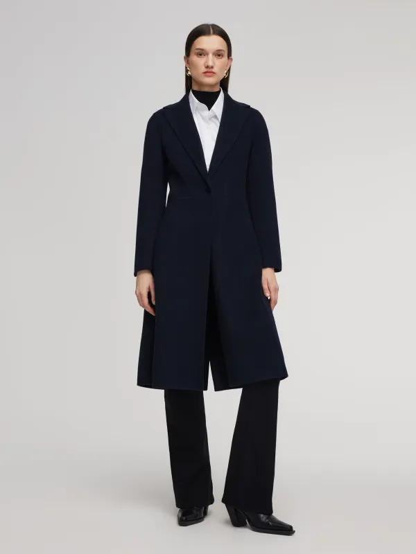 100% Wool Double-Faced Gathered Waist Women Overcoat sold by Goelia