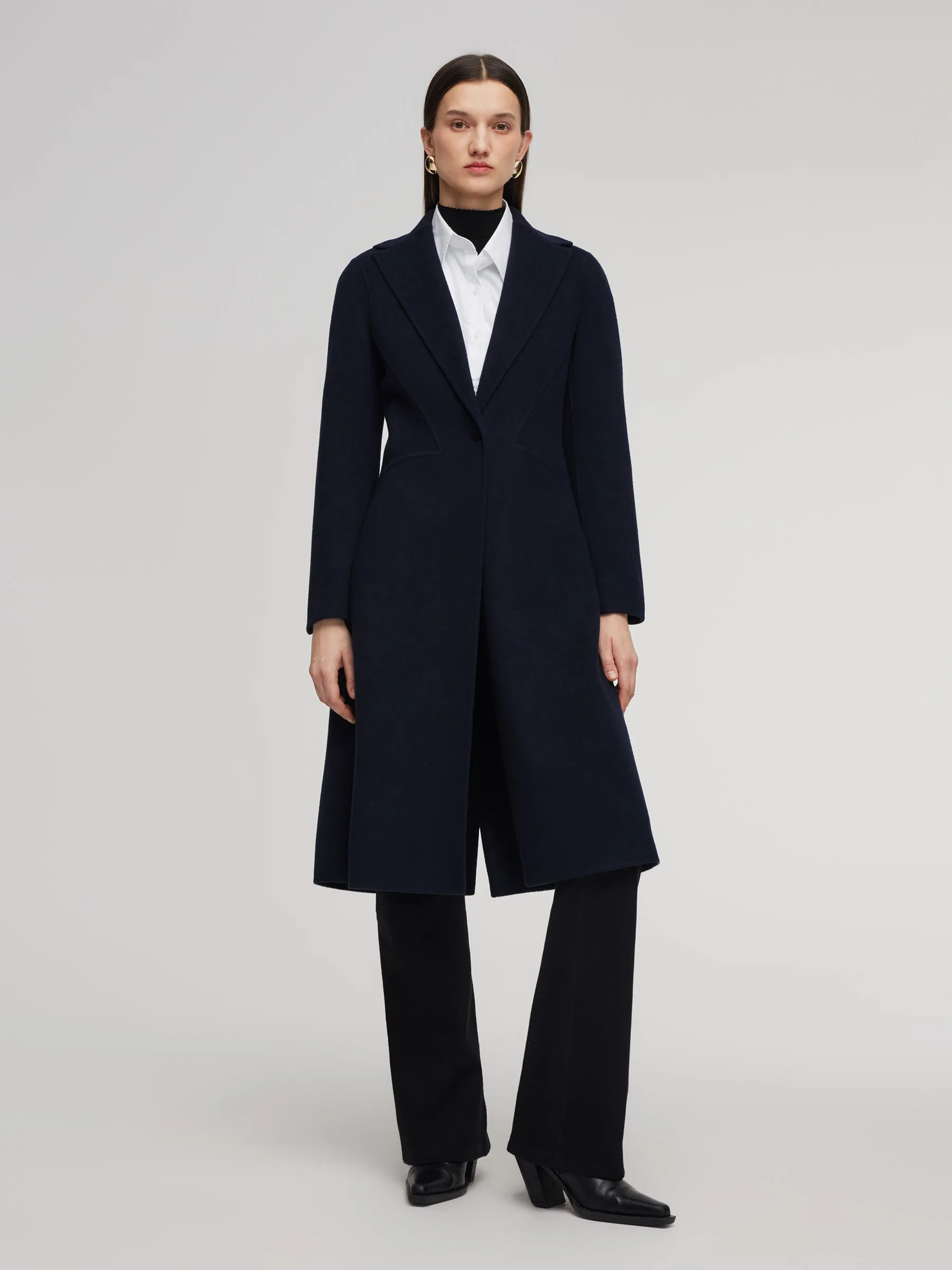 100% Wool Double-Faced Gathered Waist Women Overcoat sold by Goelia