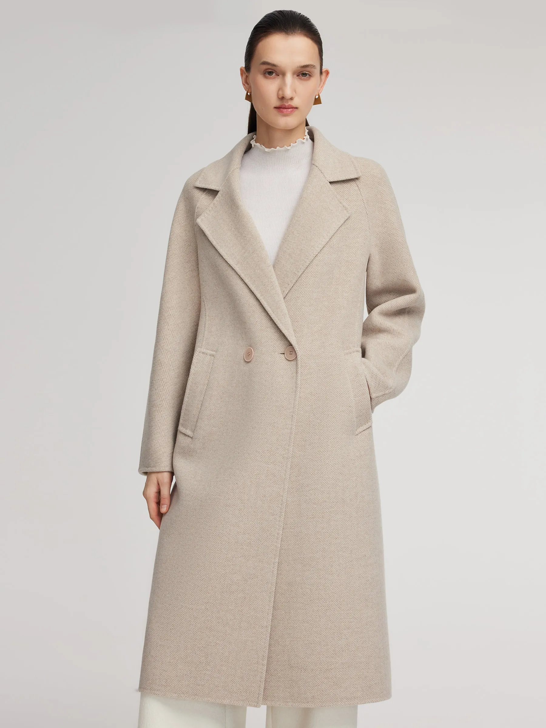 Cashmere Wool Blend Herringbone Women Overcoat sold by Goelia product image thumbnail 3