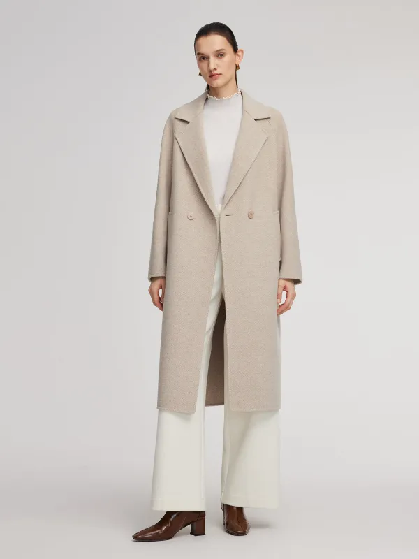 Cashmere Wool Blend Herringbone Women Overcoat sold by Goelia