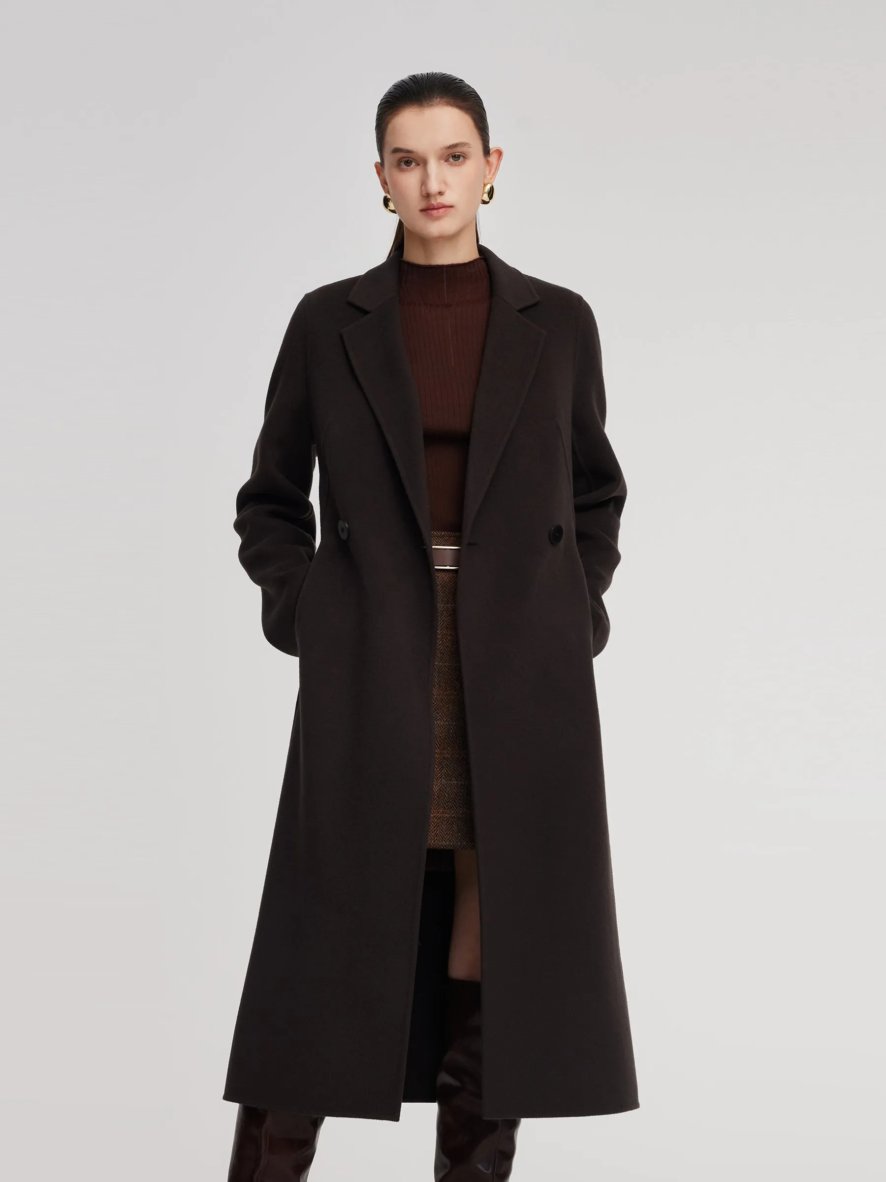 Cashmere Wool Blend Gathered Waist Women Overcoat sold by Goelia product image thumbnail 2