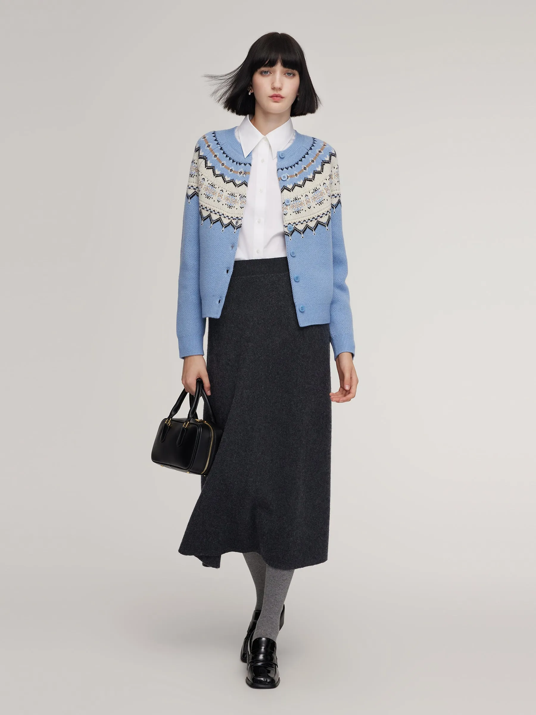 Wool Blend Fair Isle Women Cardigan sold by Goelia product image thumbnail 3