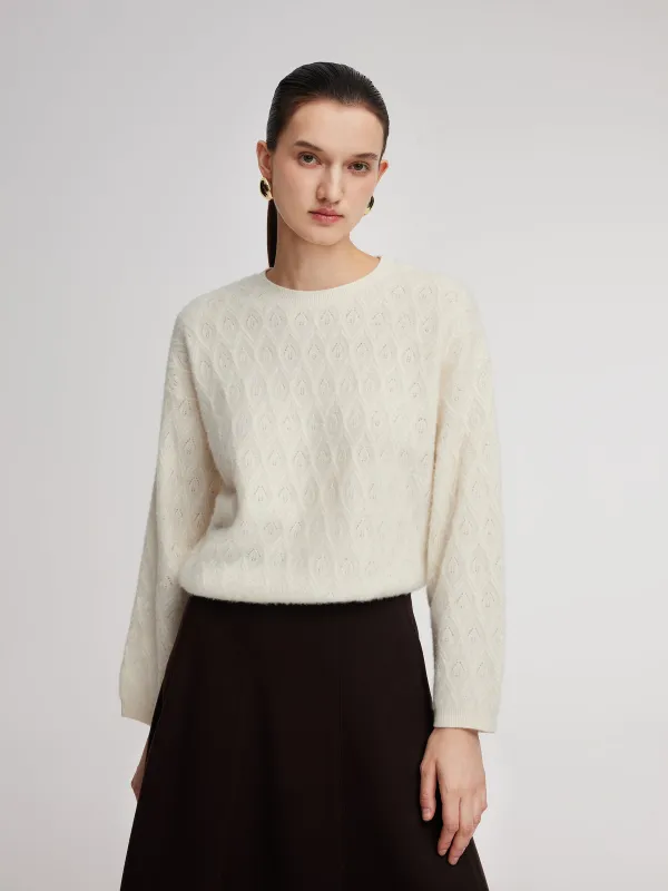 Brushed Cashmere Wool Blend Textured Women Sweater sold by Goelia