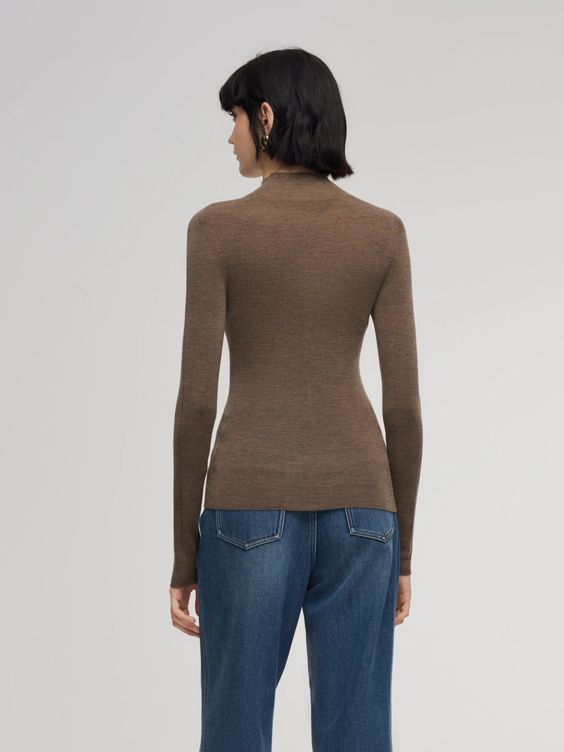 100% Wool Seamless Mock Neck Women Knit Top sold by Goelia product image thumbnail 4