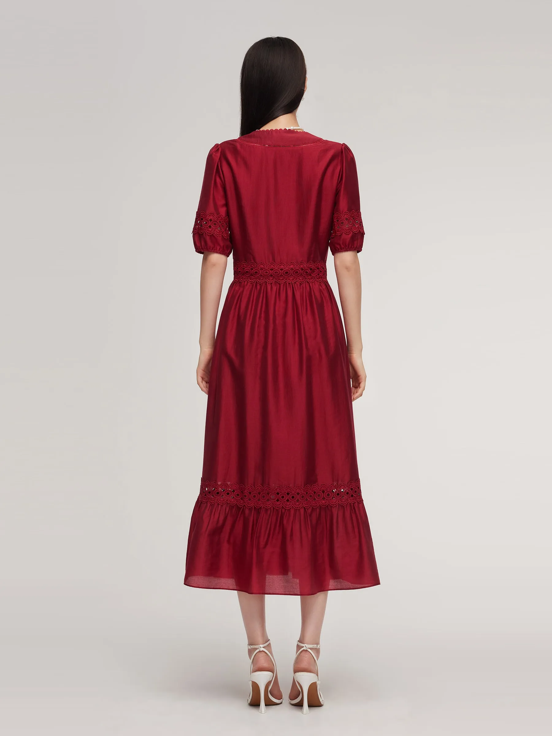 Tencel Blend Lace Patchwork Women Maxi Dress sold by Goelia product image thumbnail 3