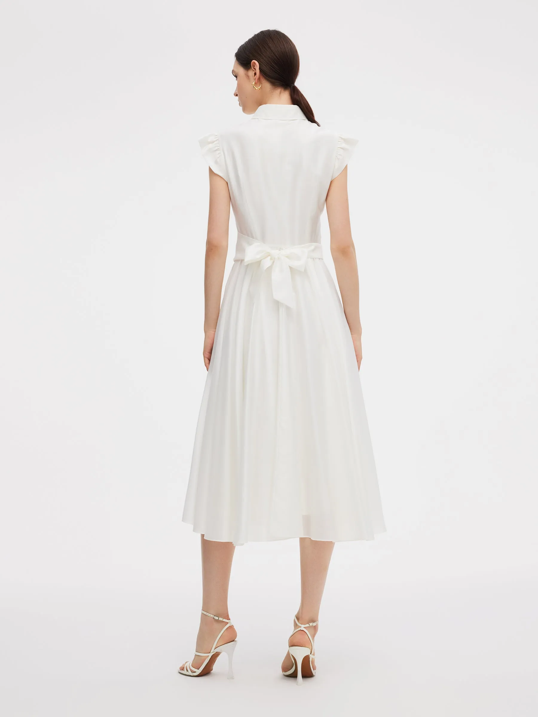 Tencel Blend Ruffle Cap Sleeve Women Maxi Dress sold by Goelia product image thumbnail 3