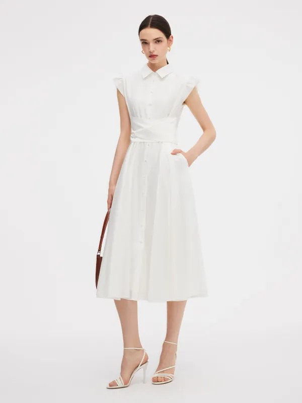 Tencel Blend Ruffle Cap Sleeve Women Maxi Dress sold by Goelia