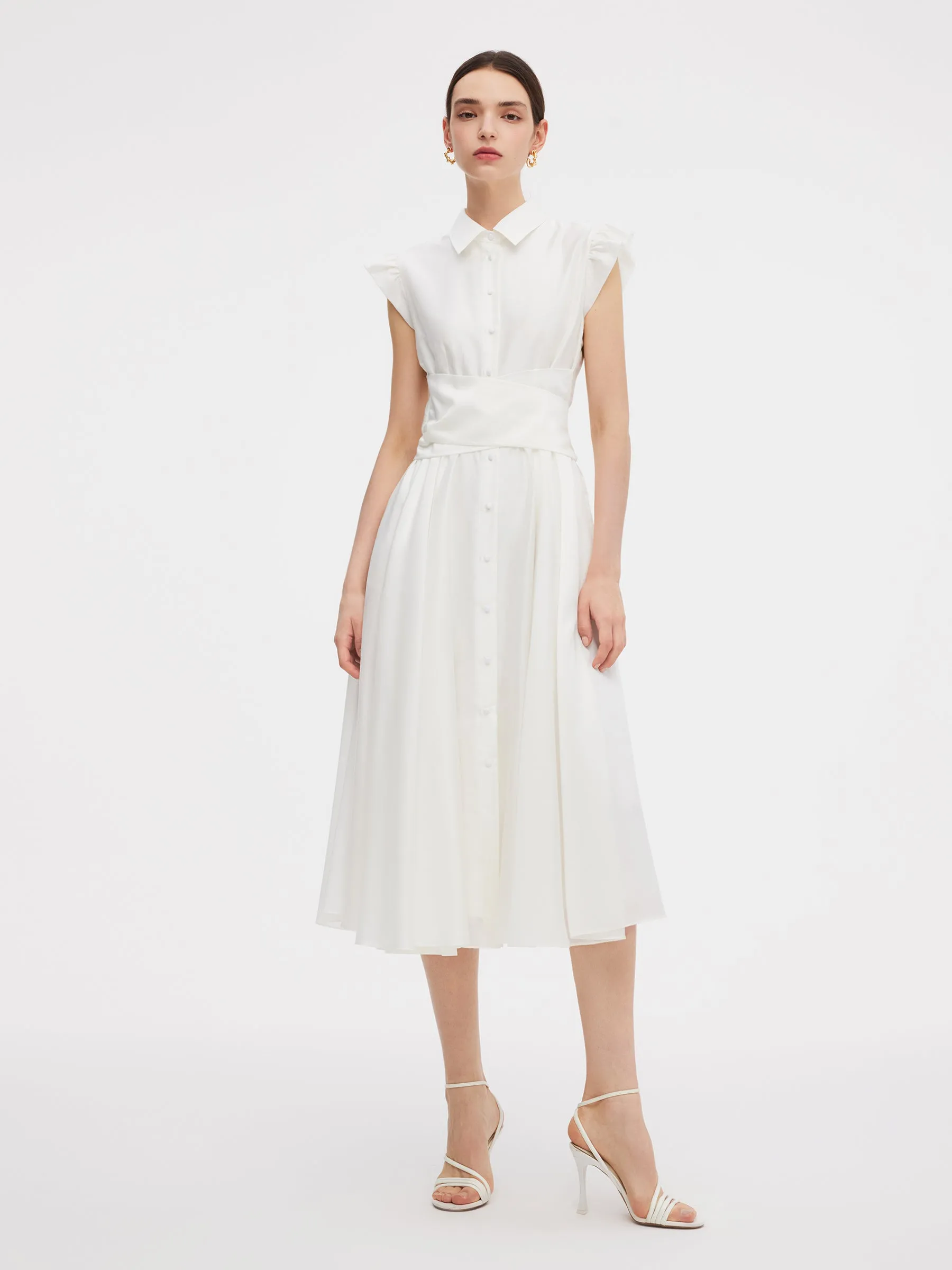 Tencel Blend Ruffle Cap Sleeve Women Maxi Dress sold by Goelia product image thumbnail 2