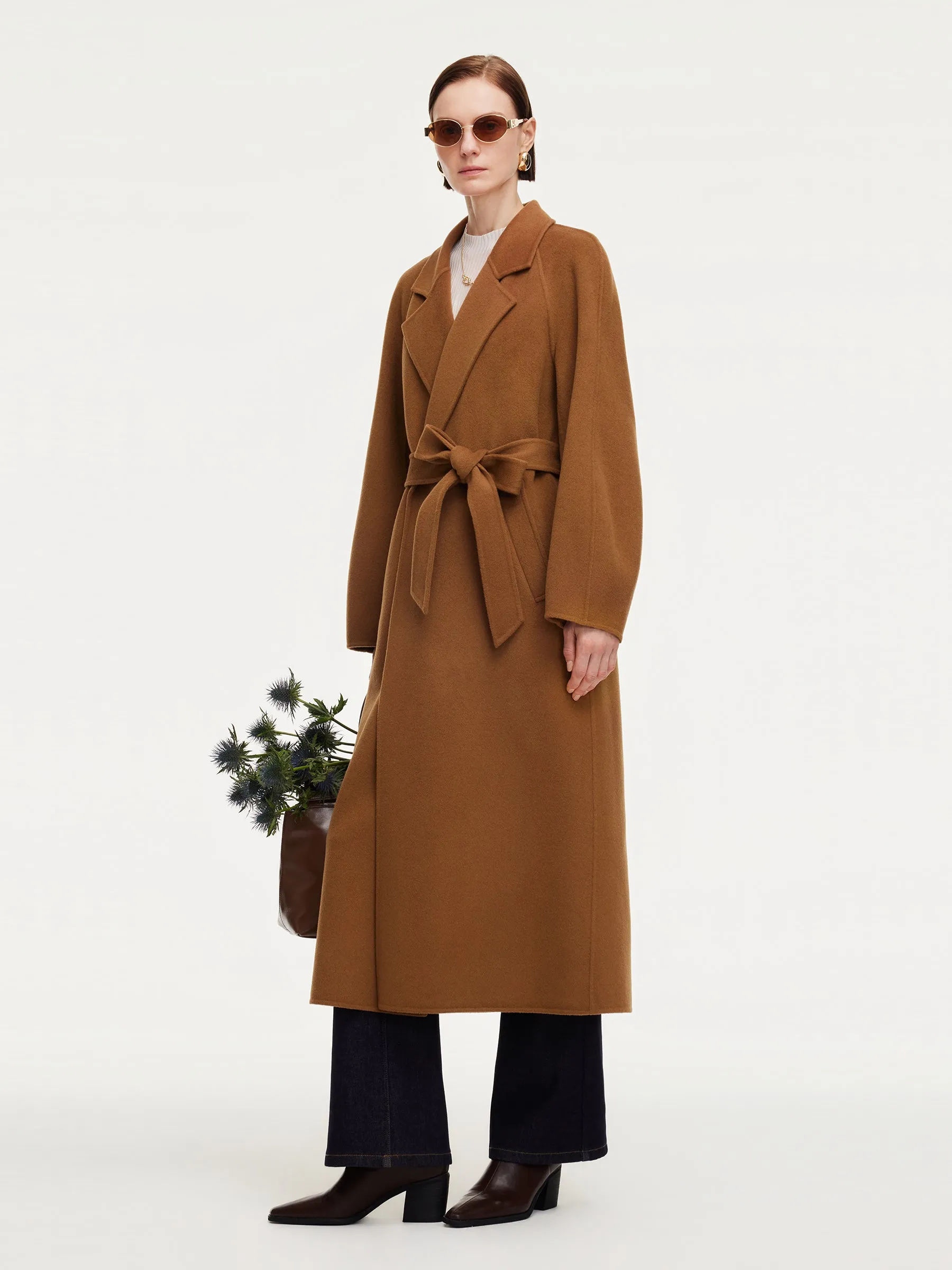 100% Wool Double-Faced Balloon Sleeve Women Belted Overcoat sold by Goelia product image thumbnail 2