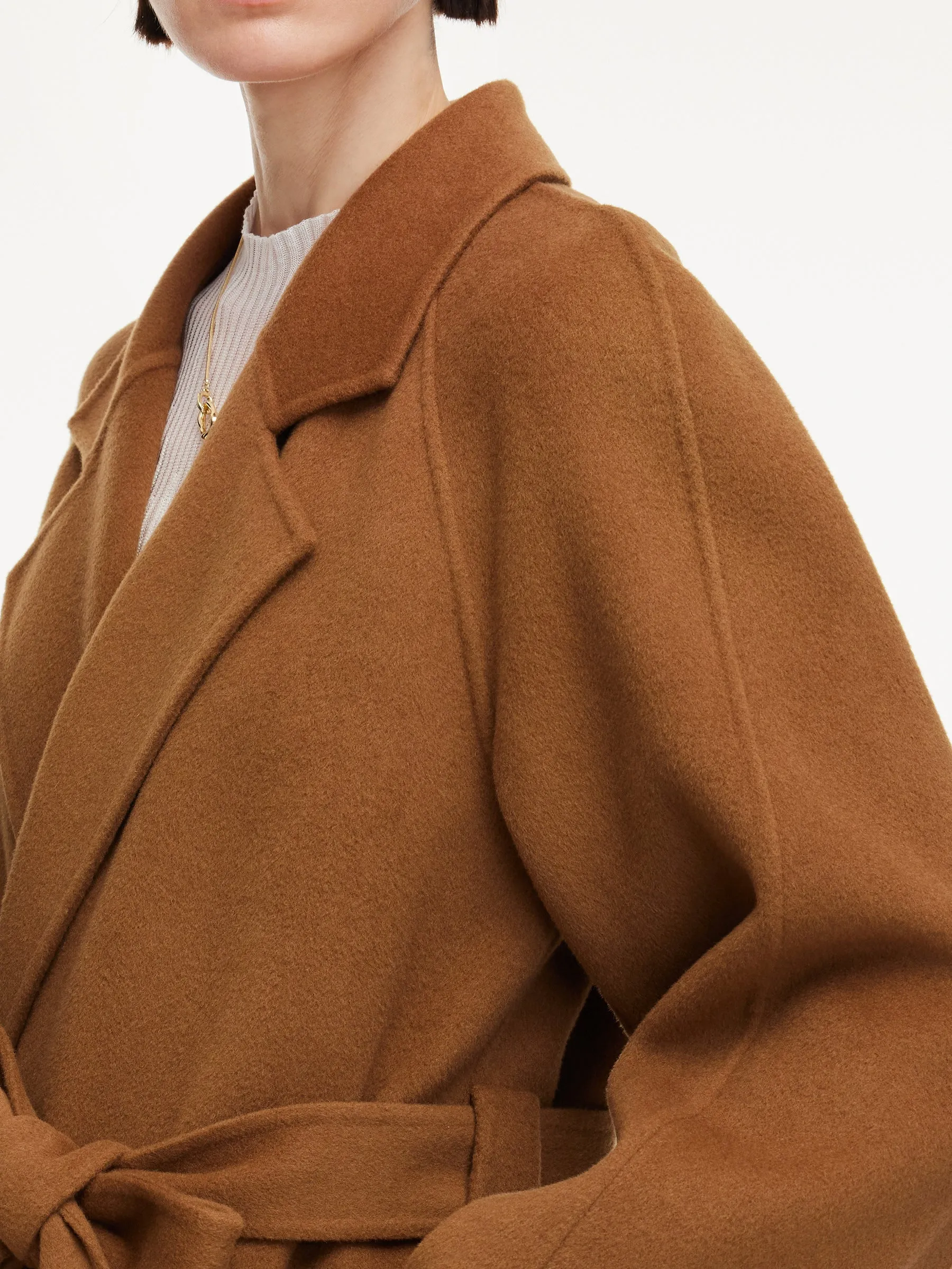 100% Wool Double-Faced Balloon Sleeve Women Belted Overcoat sold by Goelia product image thumbnail 5