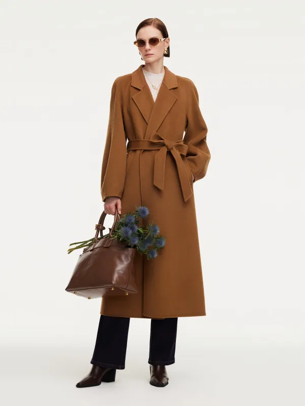 100% Wool Double-Faced Balloon Sleeve Women Belted Overcoat sold by Goelia