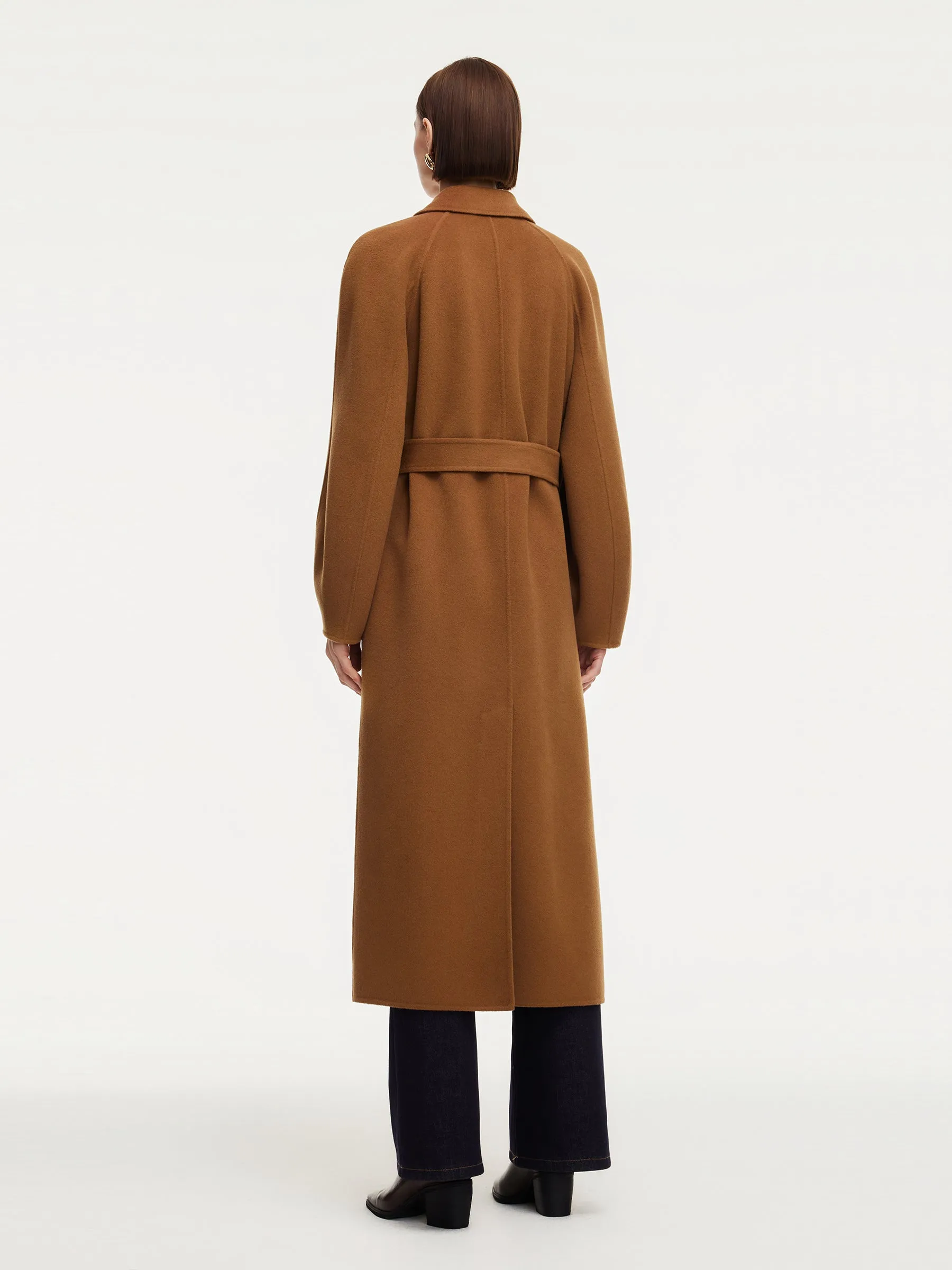 100% Wool Double-Faced Balloon Sleeve Women Belted Overcoat sold by Goelia product image thumbnail 3