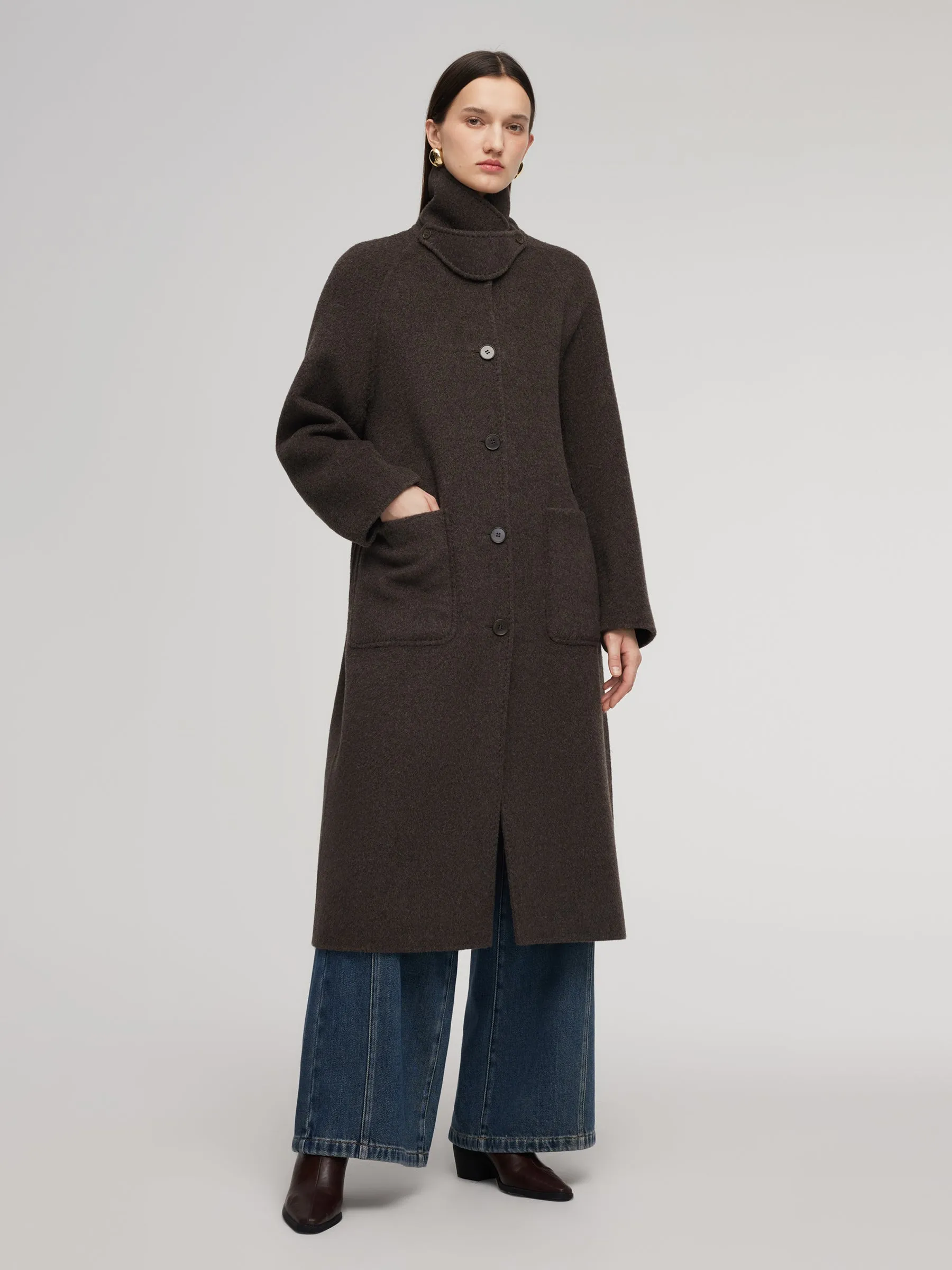 Wool Camel Hair Blend Double-Faced Women Wrap Overcoat sold by Goelia product image thumbnail 3