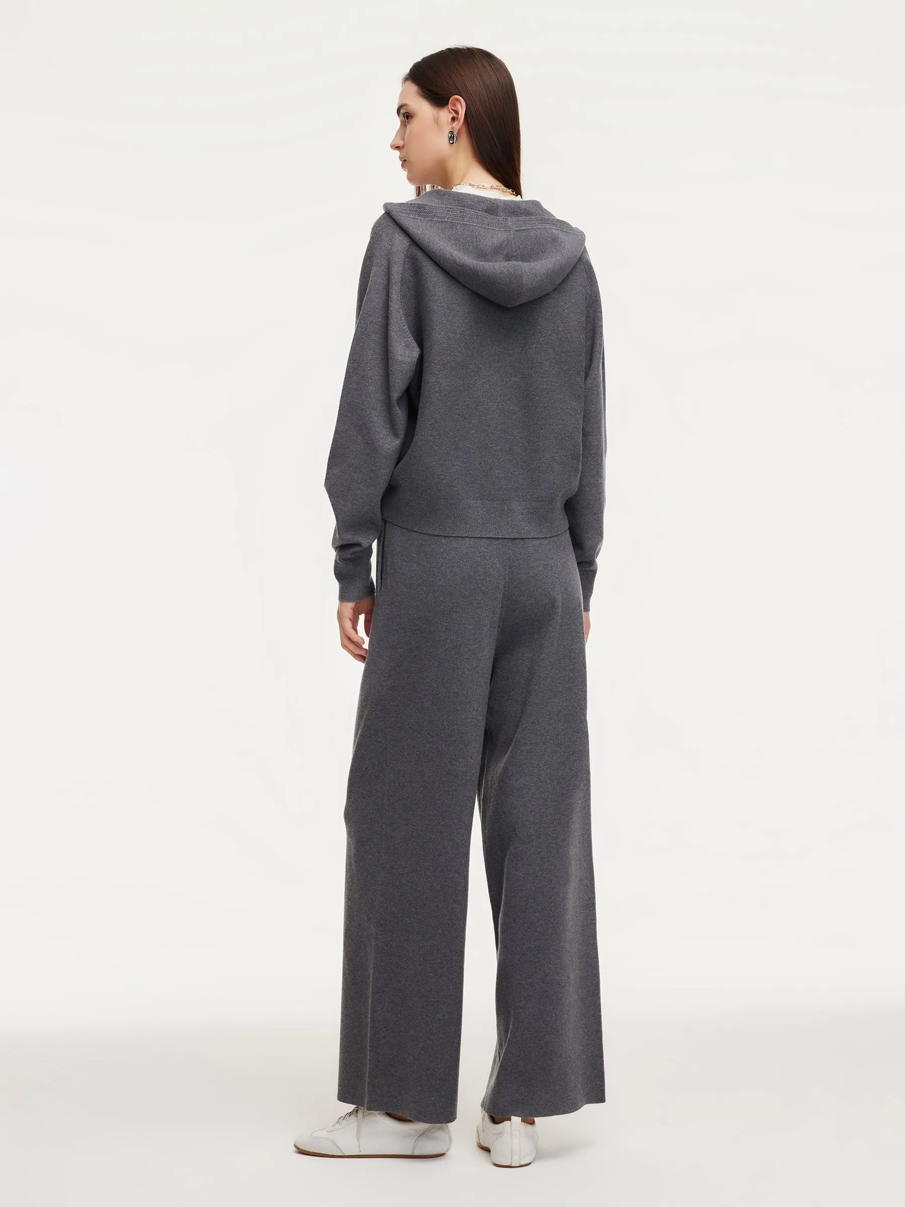 Hooded Zip-Up Cardigan And Knit Pants Two-Piece Set sold by Goelia product image thumbnail 3
