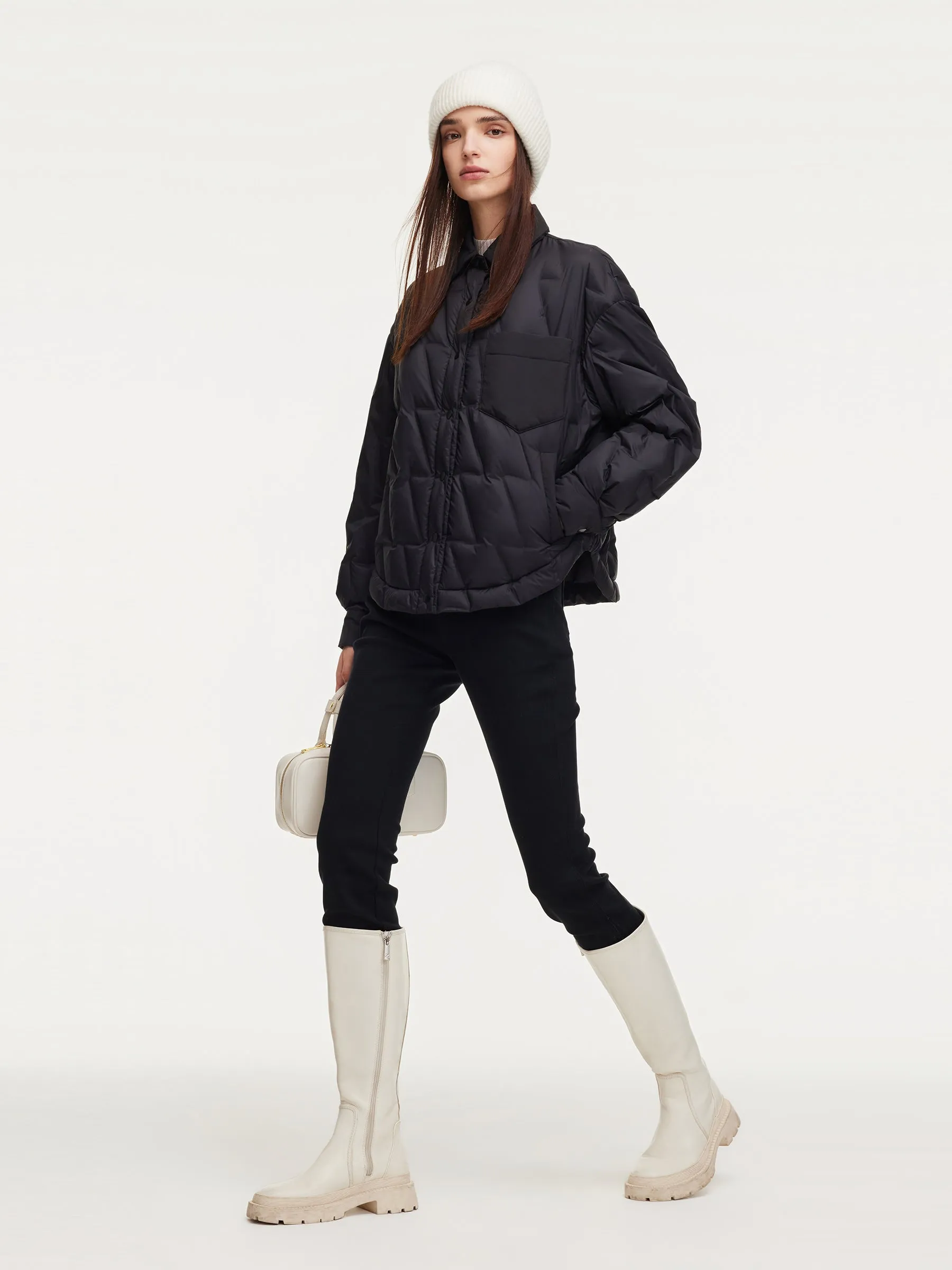 Drawstring Hem Shirt Collar Goose Down Jacket sold by Goelia product image thumbnail 3