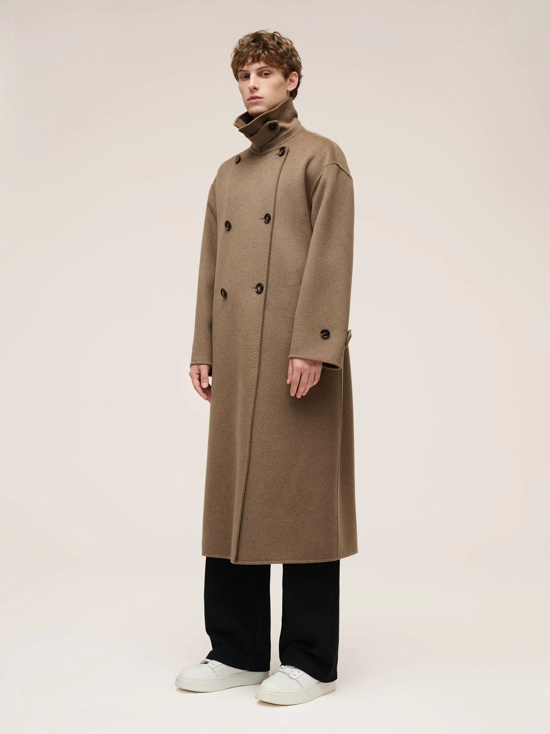Cashmere Wool Blend Double-Faced Unisex Wrap Overcoat sold by Goelia product image thumbnail 3