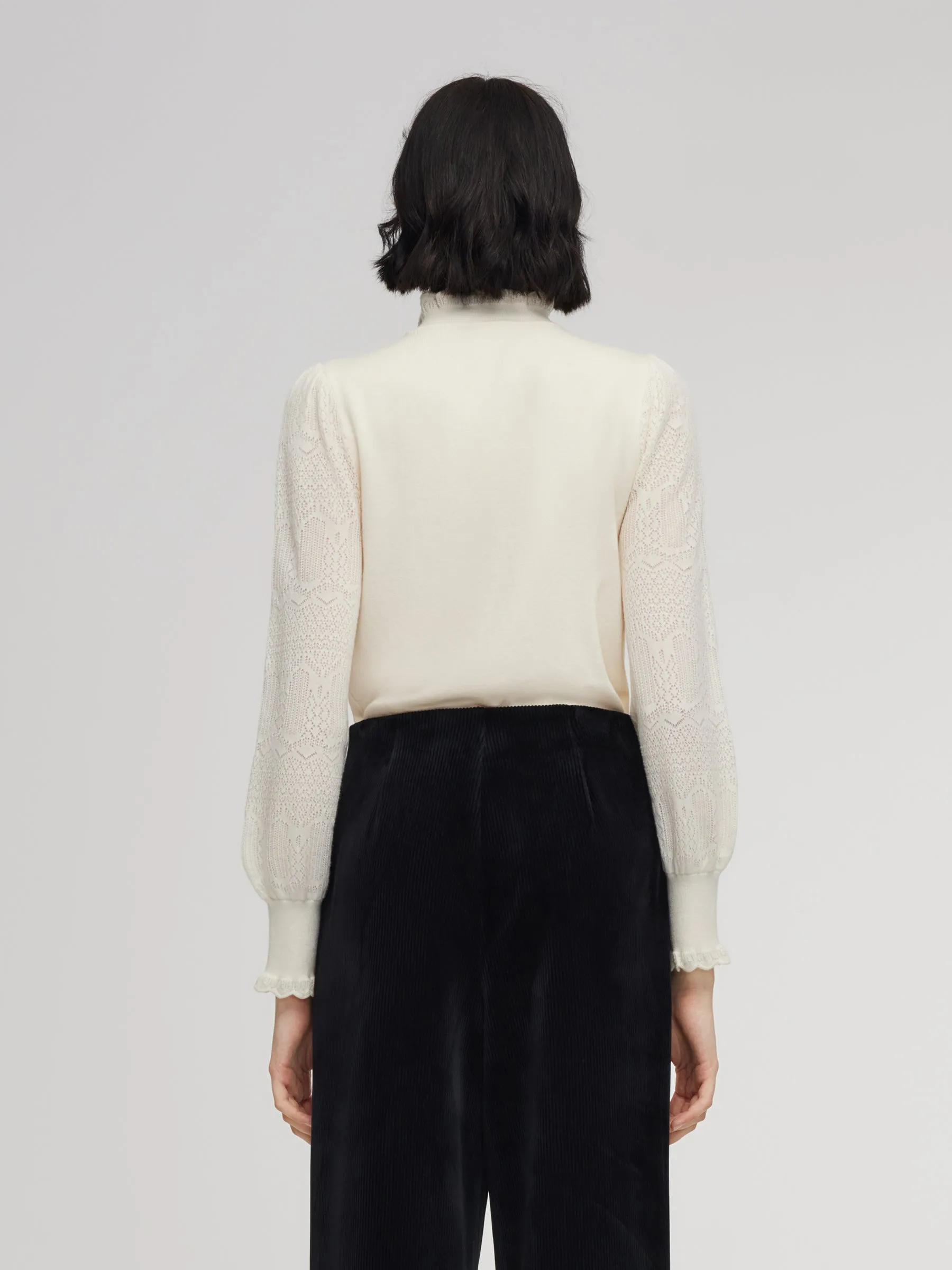Tencel Wool Blend Ruffle Neck Women Sweater sold by Goelia product image thumbnail 4