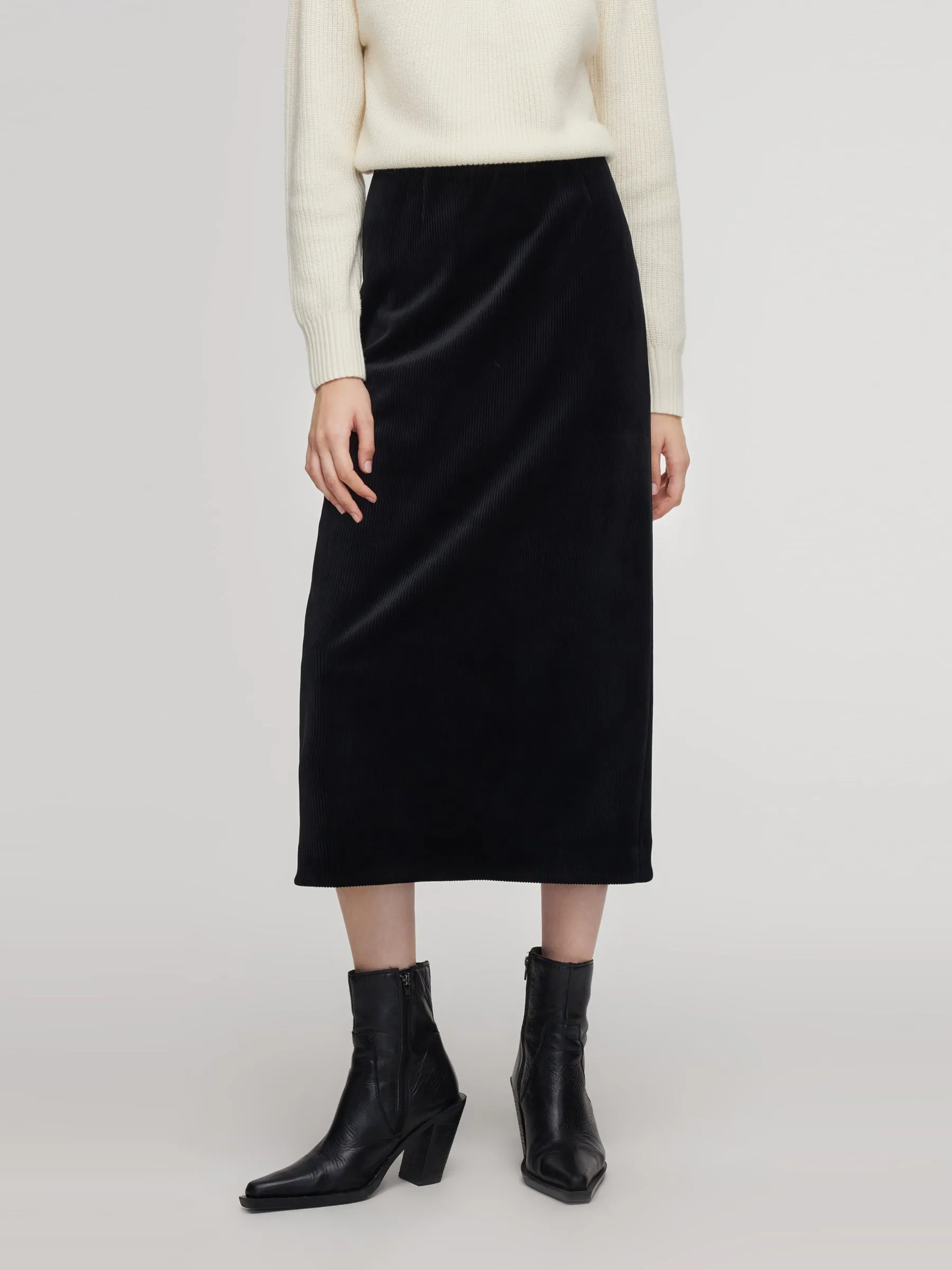 Velvet Ribbed Knit Women Column Skirt sold by Goelia