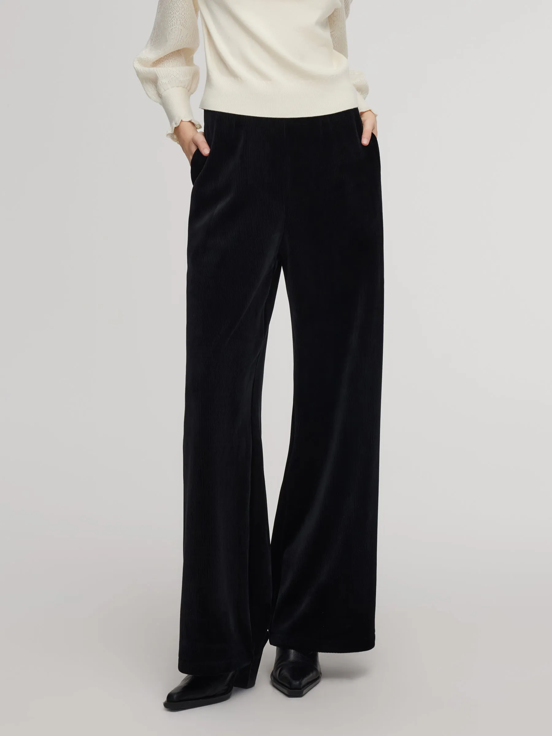 Velvet Ribbed Knit Women Loose Straight Leg Pants sold by Goelia product image thumbnail 4