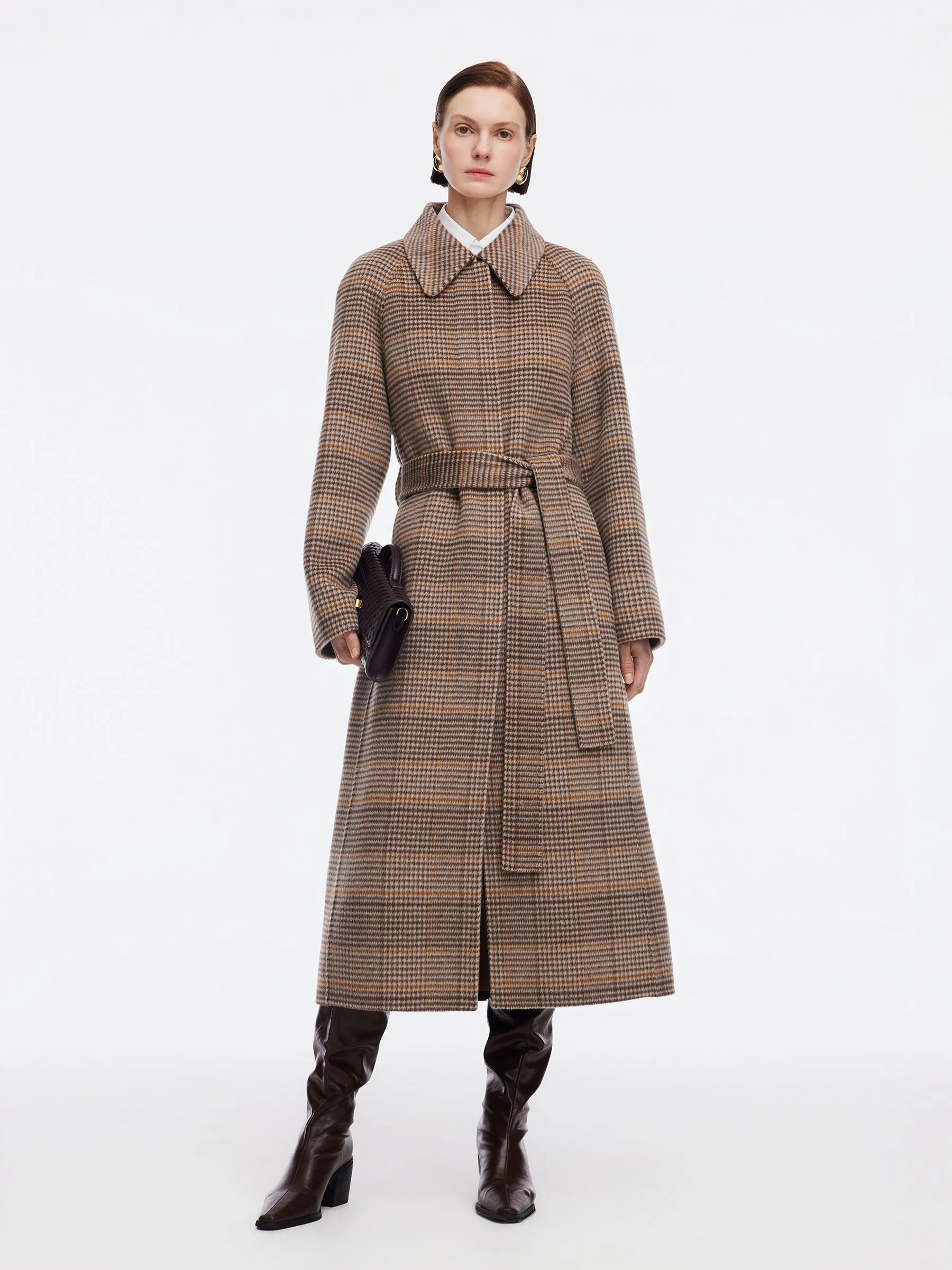 Cashmere Wool Blend Plaid Double-Faced Women Wrap Overcoat sold by Goelia