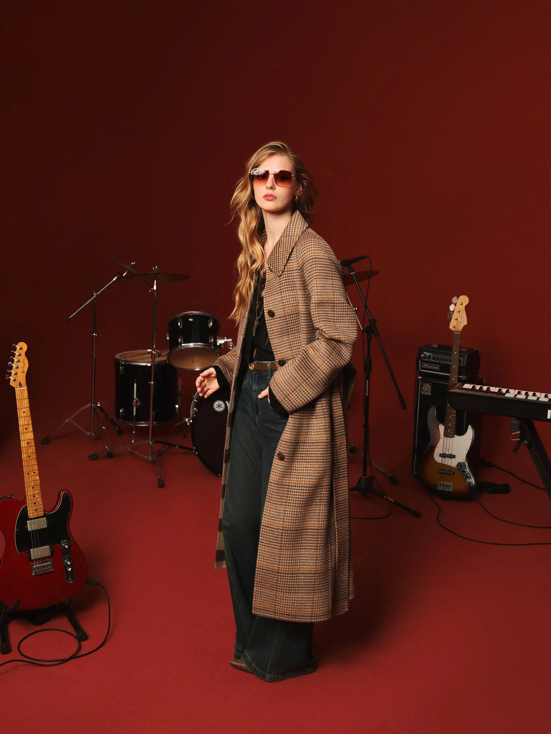 Cashmere Wool Blend Plaid Double-Faced Women Wrap Overcoat sold by Goelia product image thumbnail 3