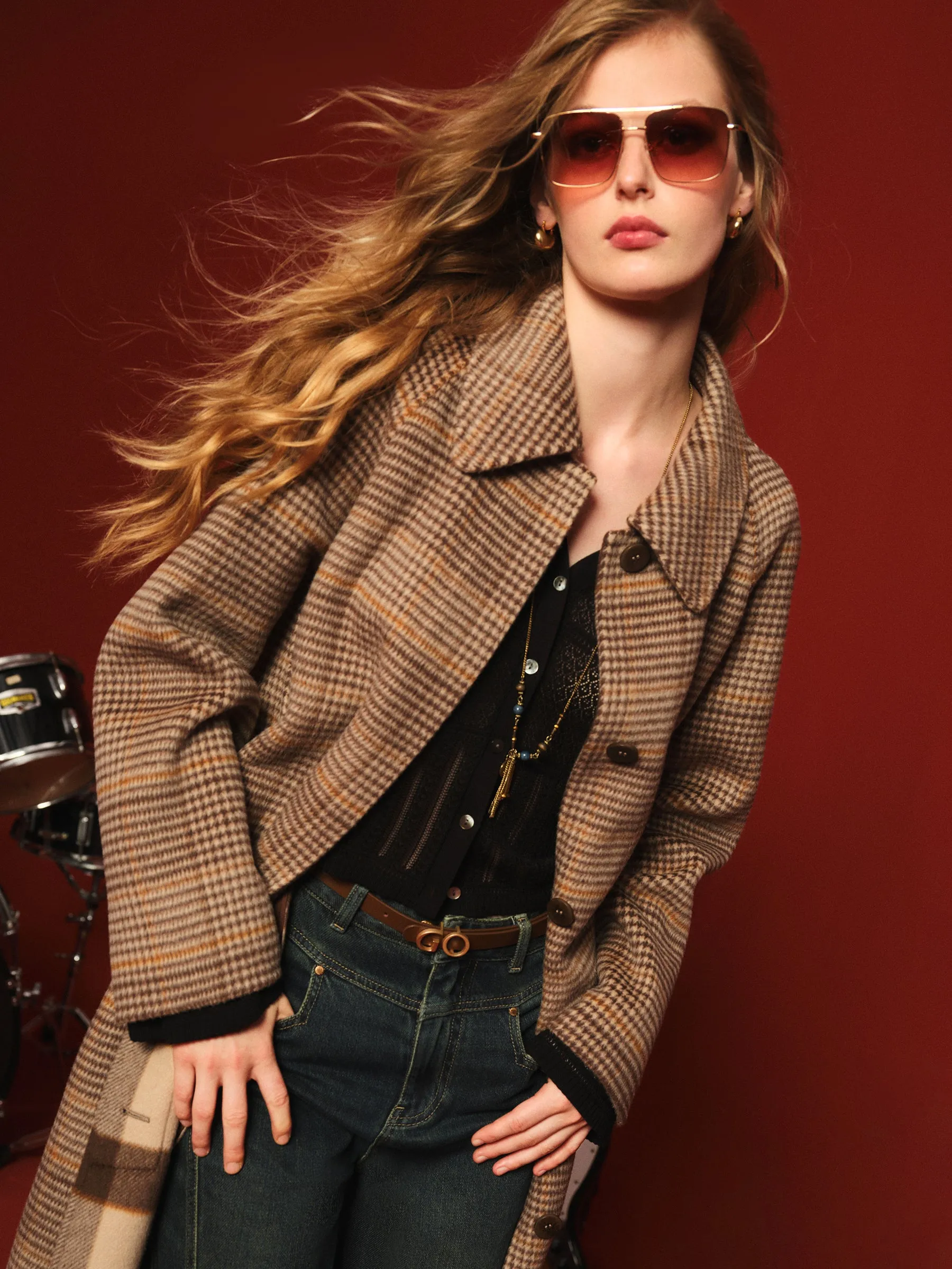 Cashmere Wool Blend Plaid Double-Faced Women Wrap Overcoat sold by Goelia product image thumbnail 5