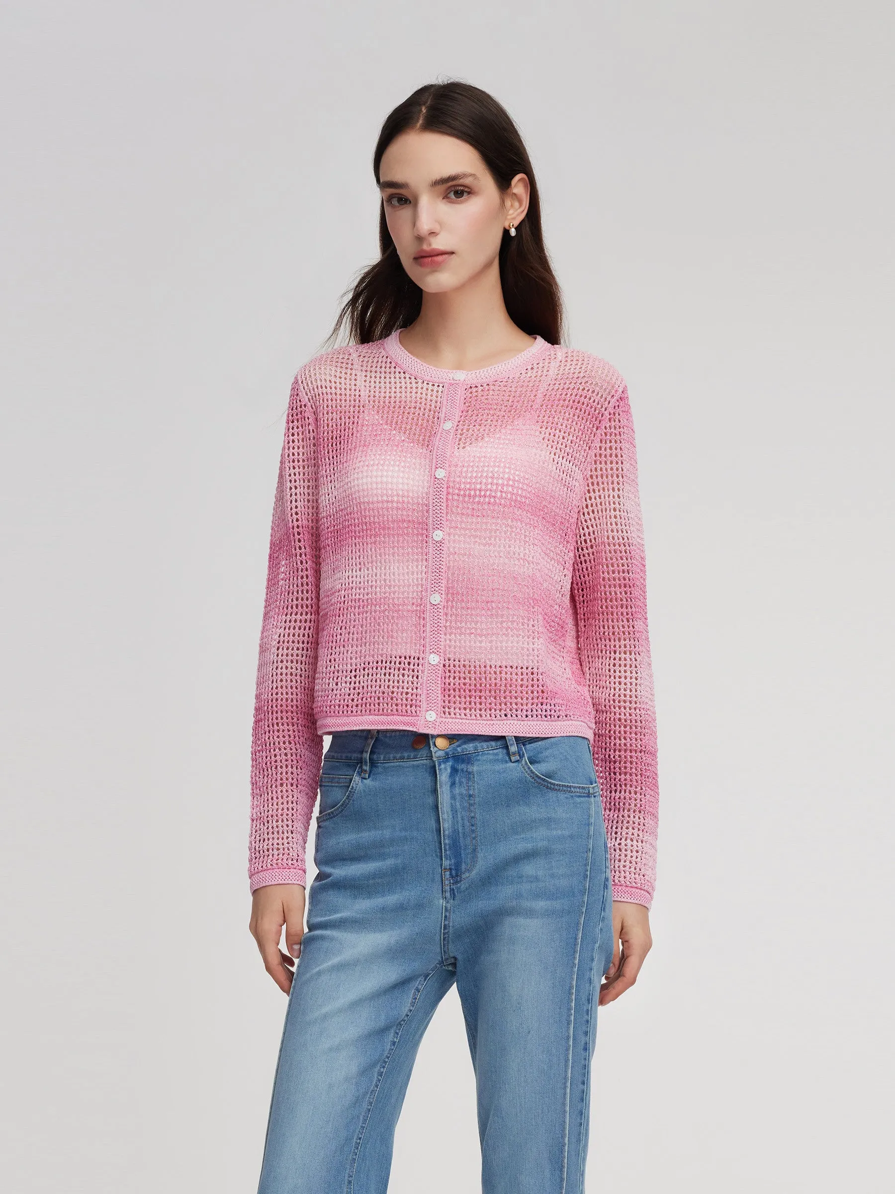 Gradient Openwork Women Cardigan sold by Goelia