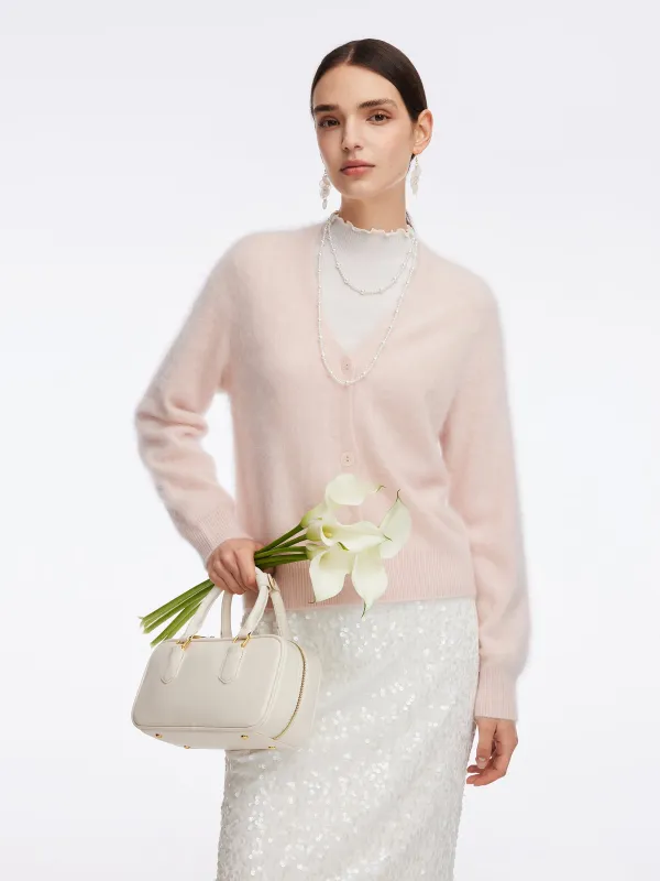 100% Brushed Cashmere V-Neck Women Cardigan sold by Goelia