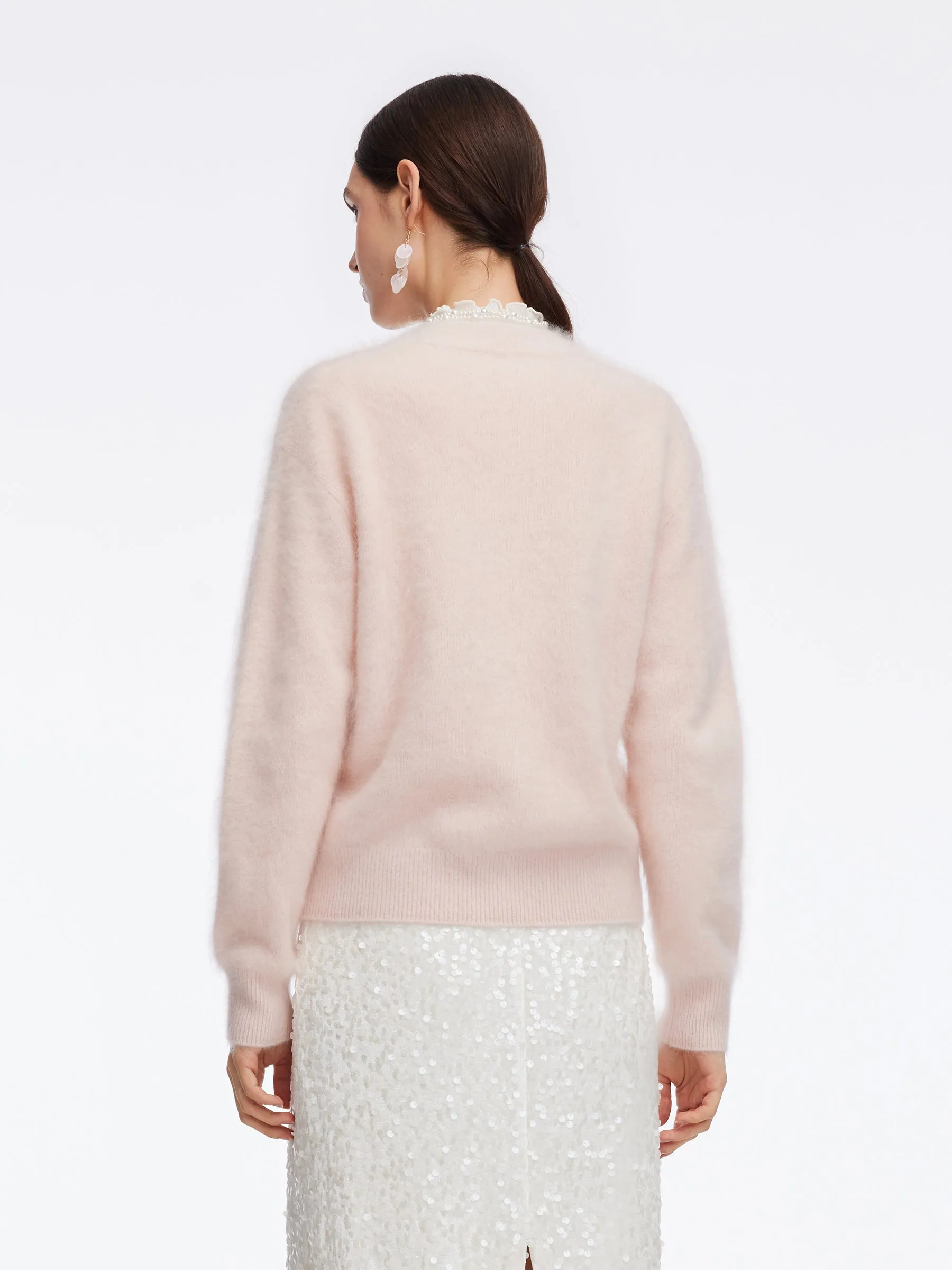 100% Brushed Cashmere V-Neck Women Cardigan sold by Goelia product image thumbnail 4