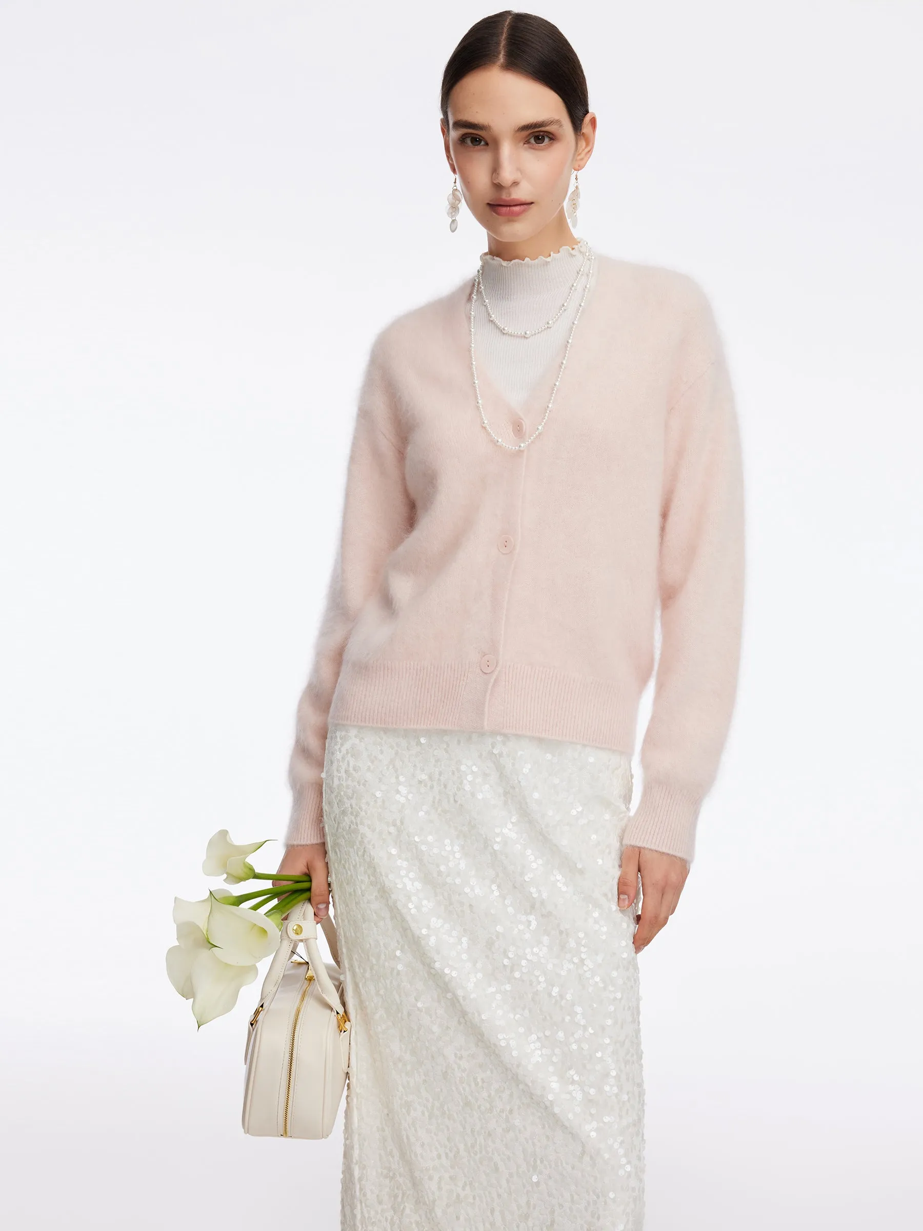 100% Brushed Cashmere V-Neck Women Cardigan sold by Goelia product image thumbnail 5